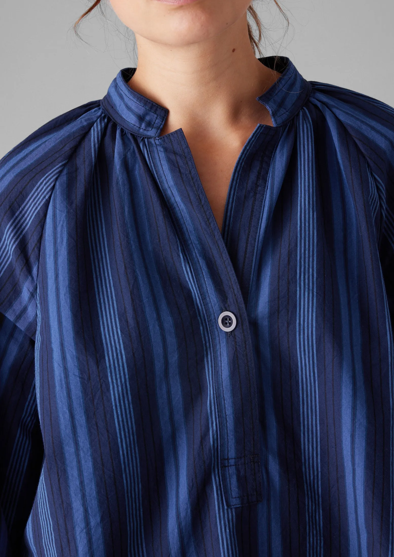 Catrin Cotton Stripe Raglan Shirt | Royal Blue sold by TOAST product image thumbnail 3