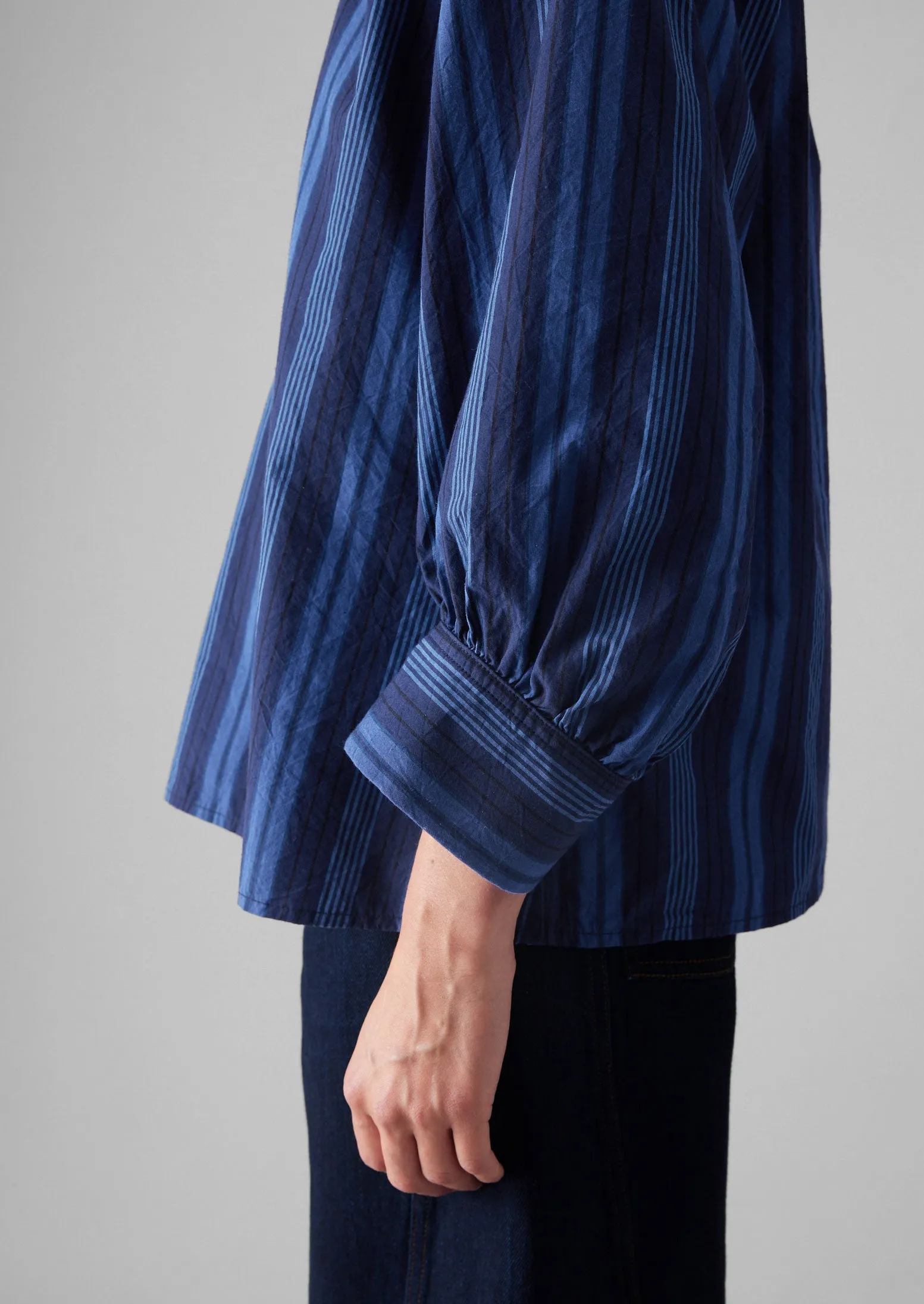 Catrin Cotton Stripe Raglan Shirt | Royal Blue sold by TOAST product image thumbnail 4