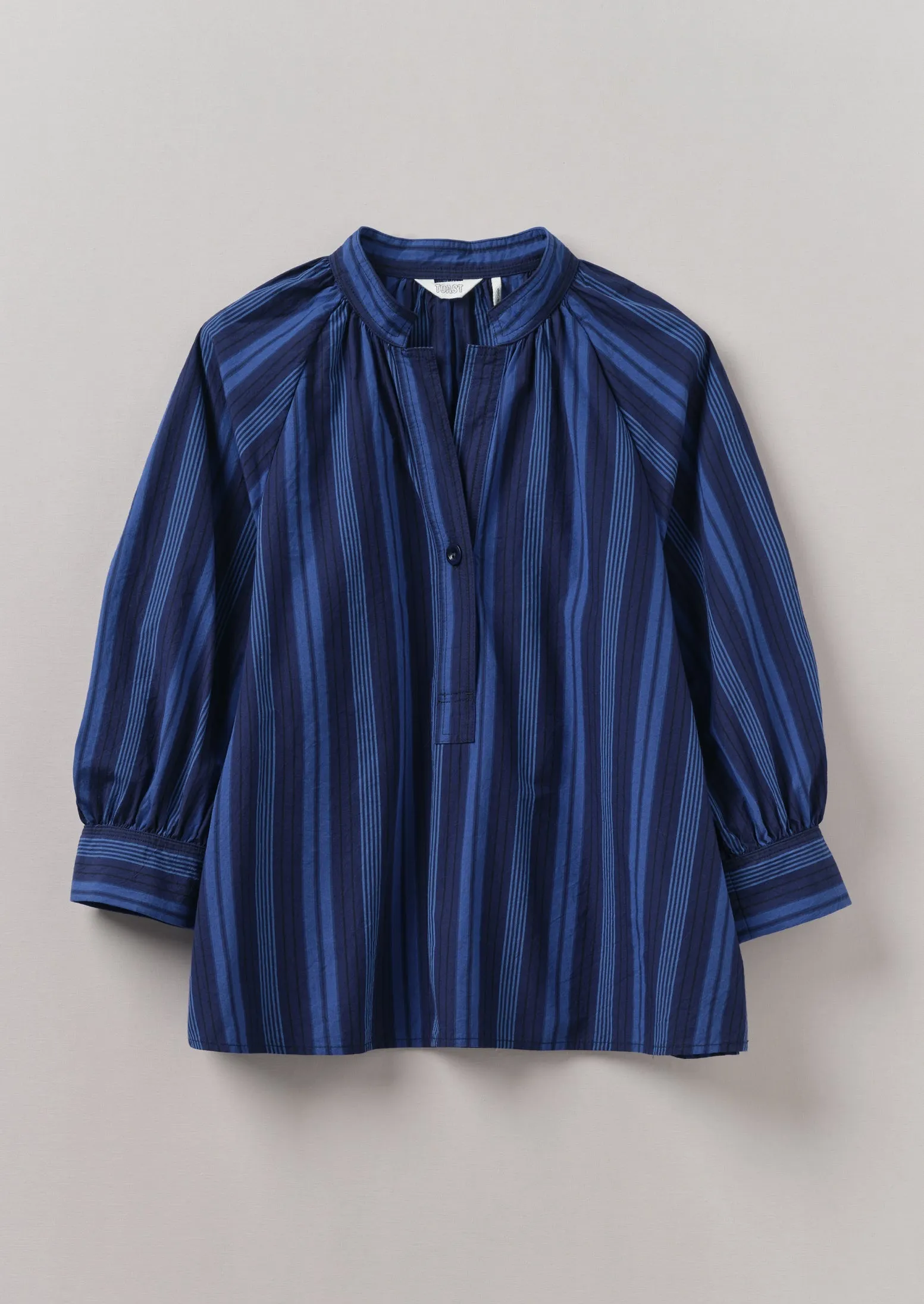 Catrin Cotton Stripe Raglan Shirt | Royal Blue sold by TOAST