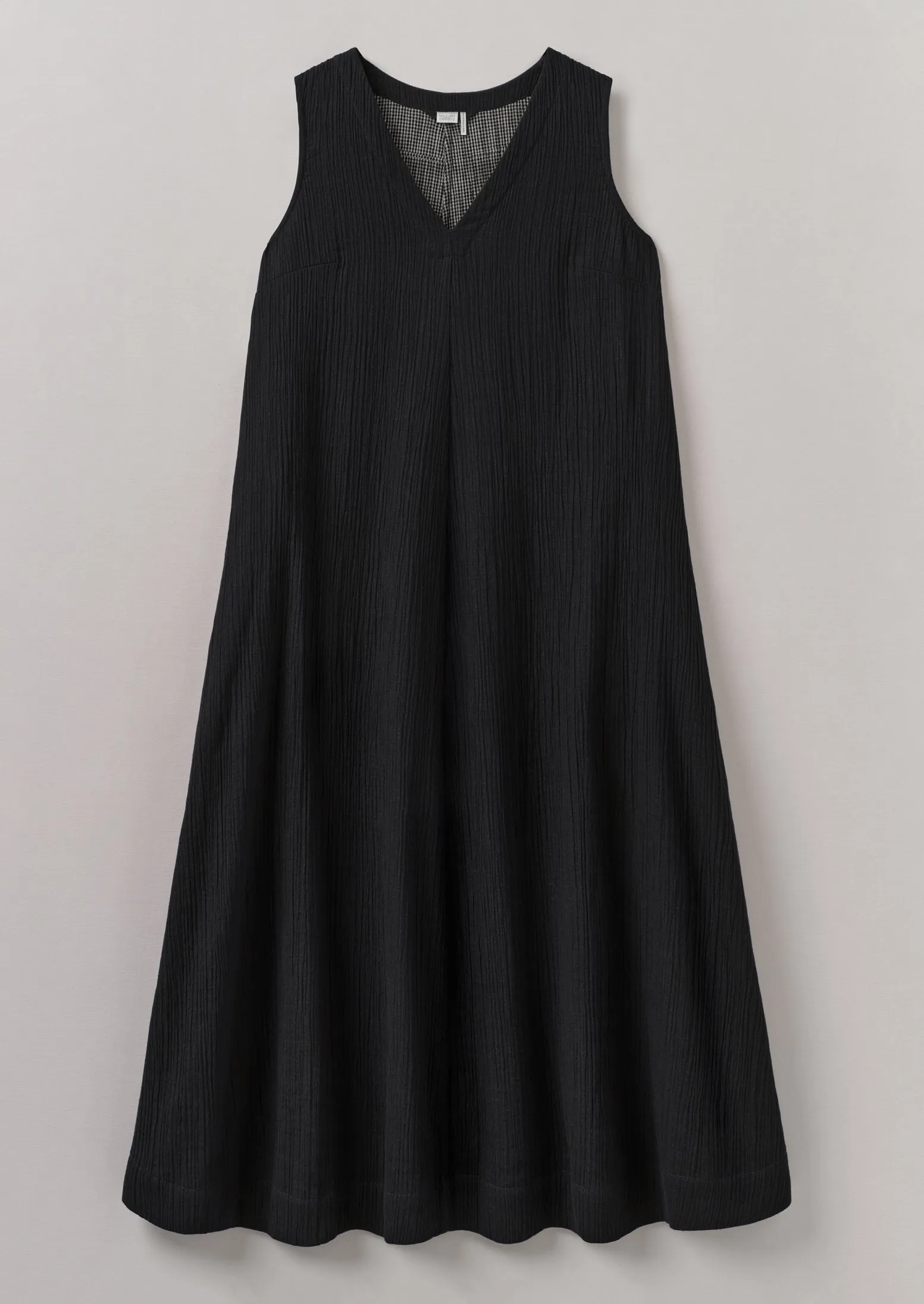 V-Neck Crinkle Cotton Easy Dress | Black sold by TOAST