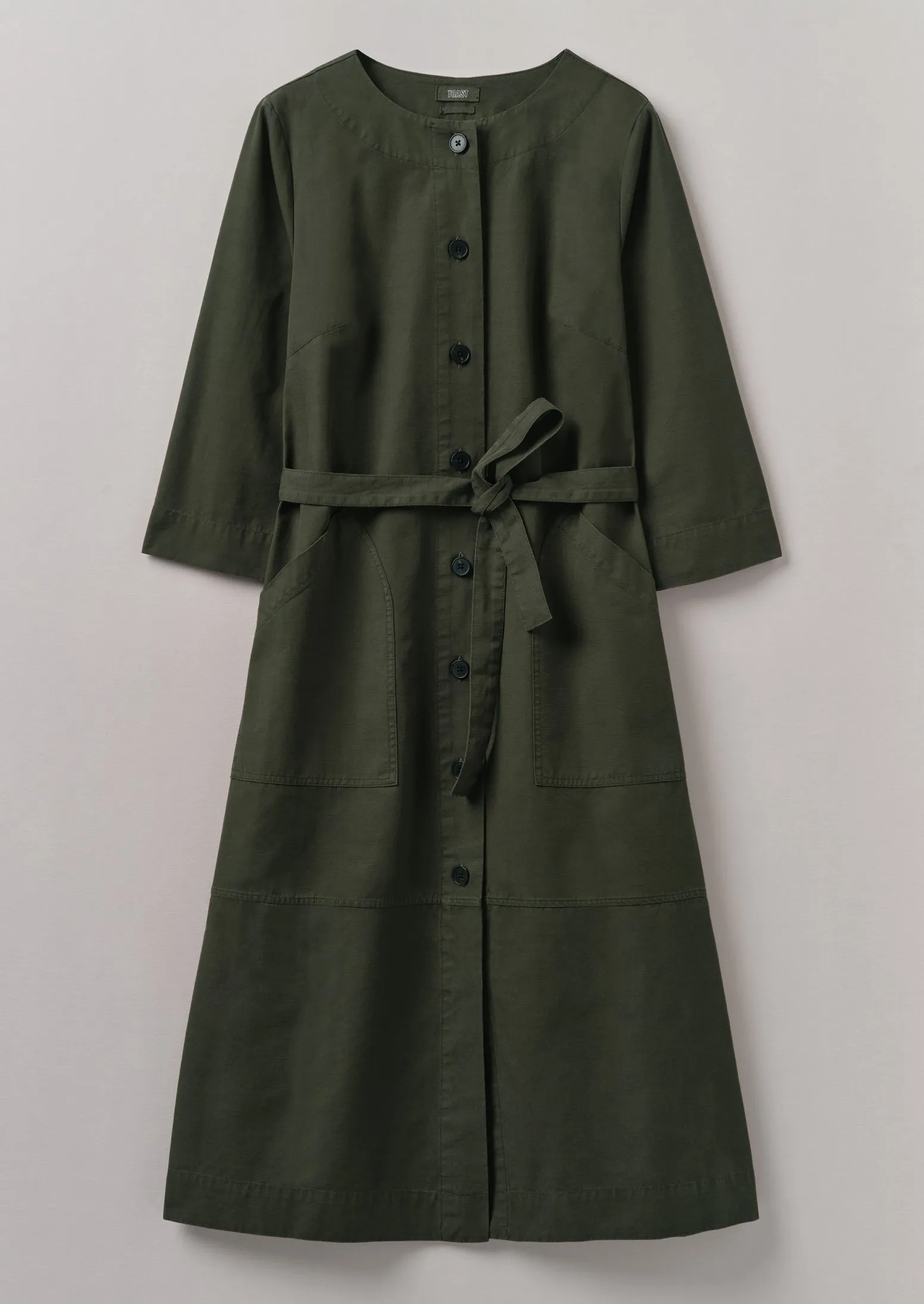 Buttoned Organic Cotton Dress | Duffle Green sold by TOAST