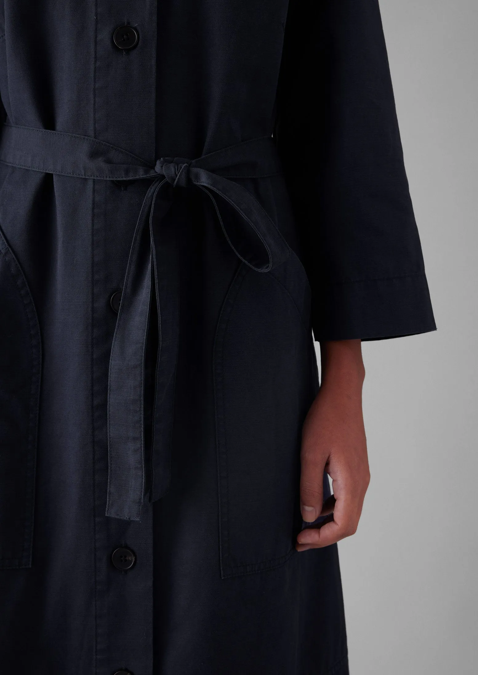 Buttoned Organic Cotton Dress | Navy sold by TOAST product image thumbnail 4