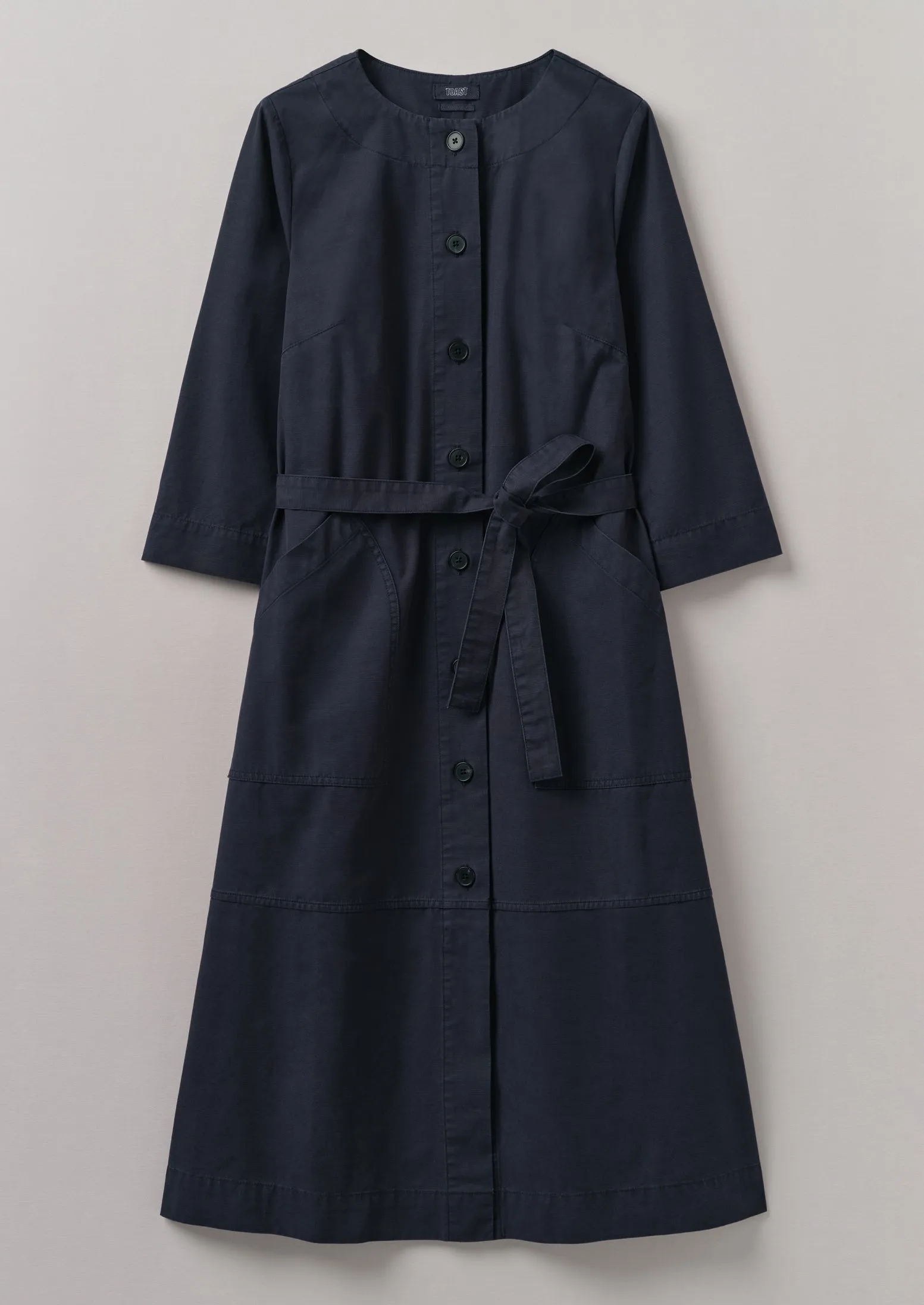 Buttoned Organic Cotton Dress | Navy sold by TOAST