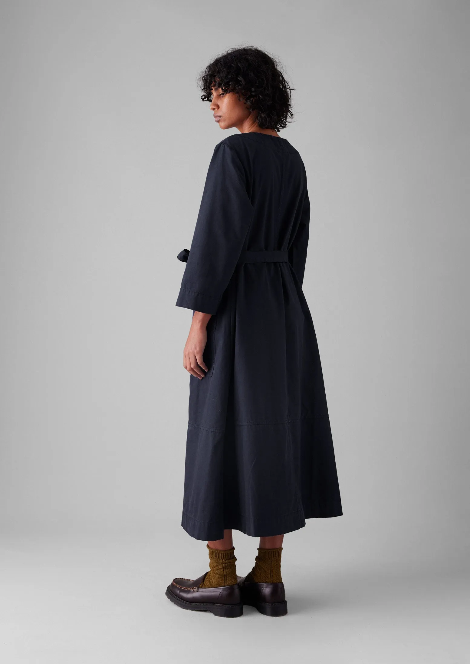 Buttoned Organic Cotton Dress | Navy sold by TOAST product image thumbnail 3