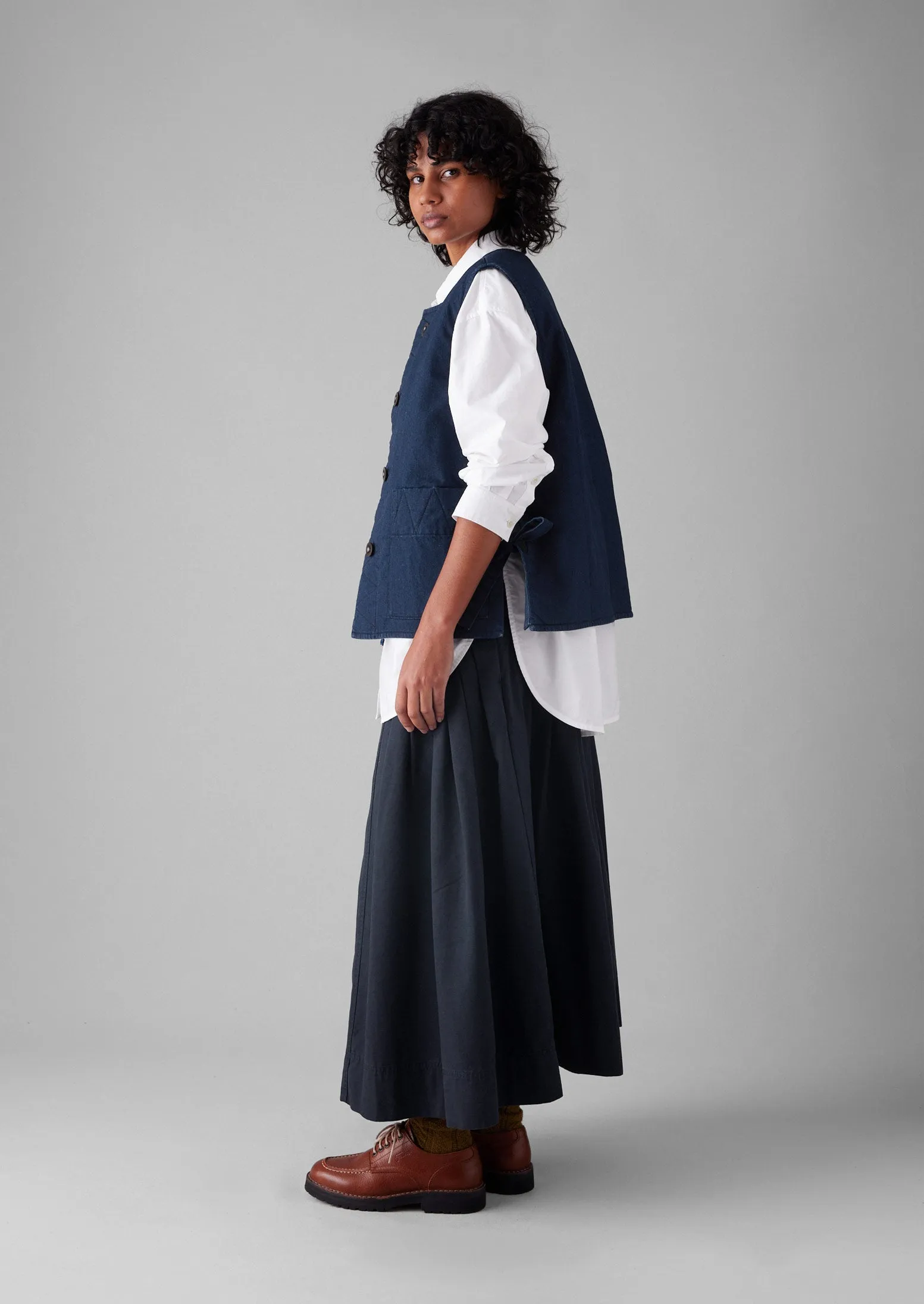 Indigo Twill Side Tie Vest | Indigo sold by TOAST product image thumbnail 5