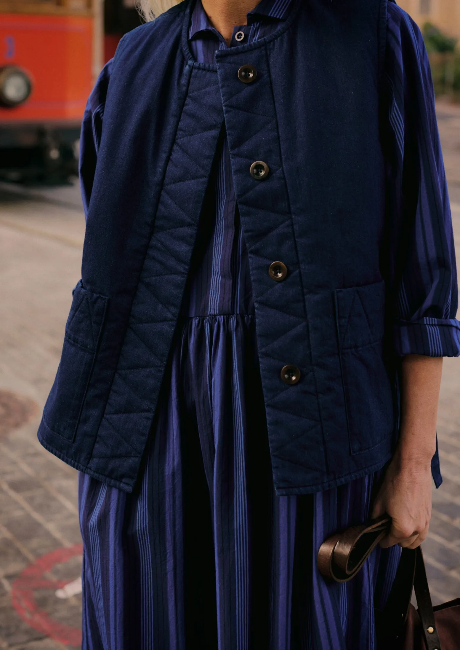 Indigo Twill Side Tie Vest | Indigo sold by TOAST product image thumbnail 2