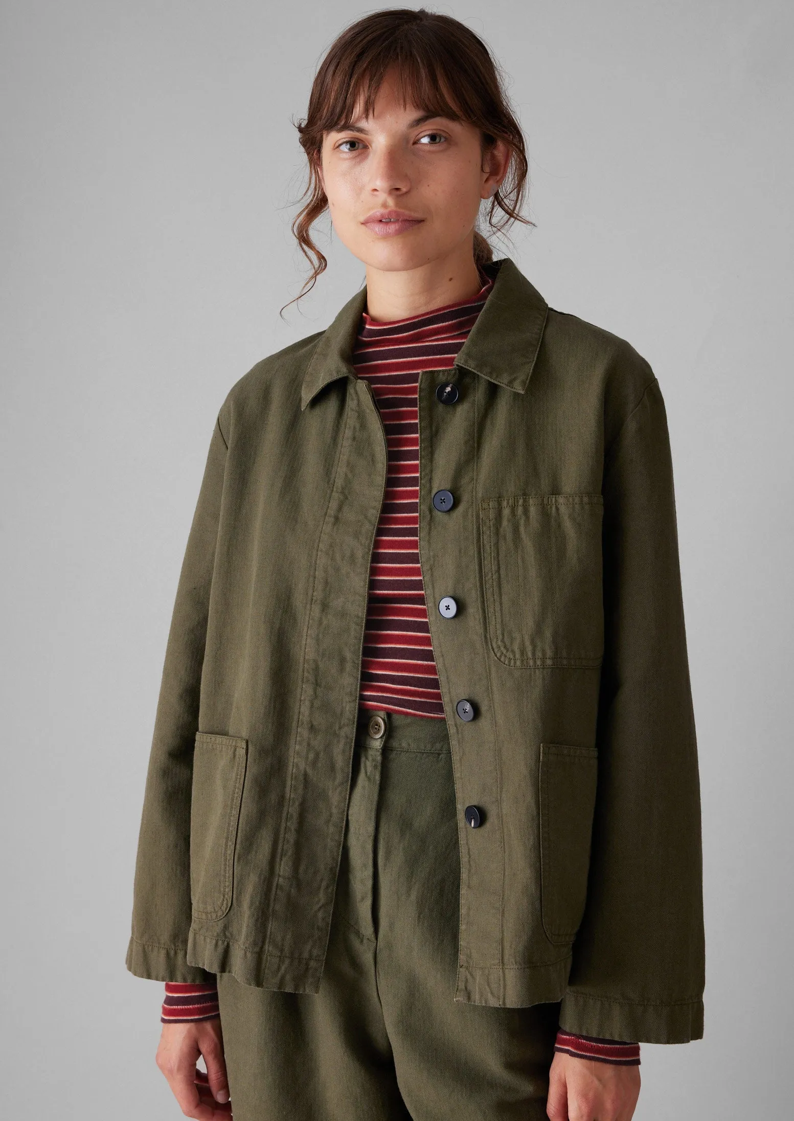 Cotton Linen Herringbone Jacket | Sap Green sold by TOAST product image thumbnail 2