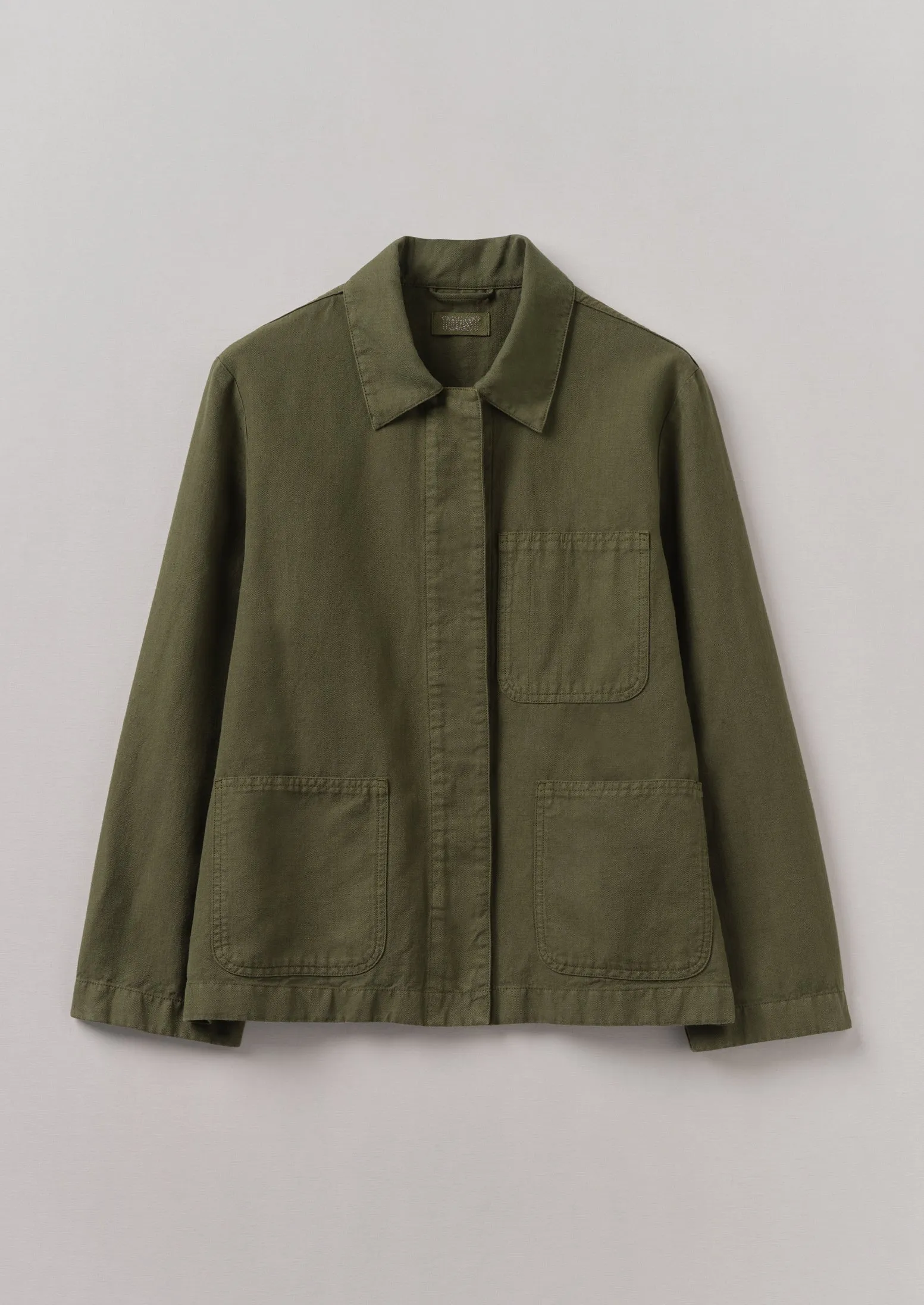 Cotton Linen Herringbone Jacket | Sap Green sold by TOAST