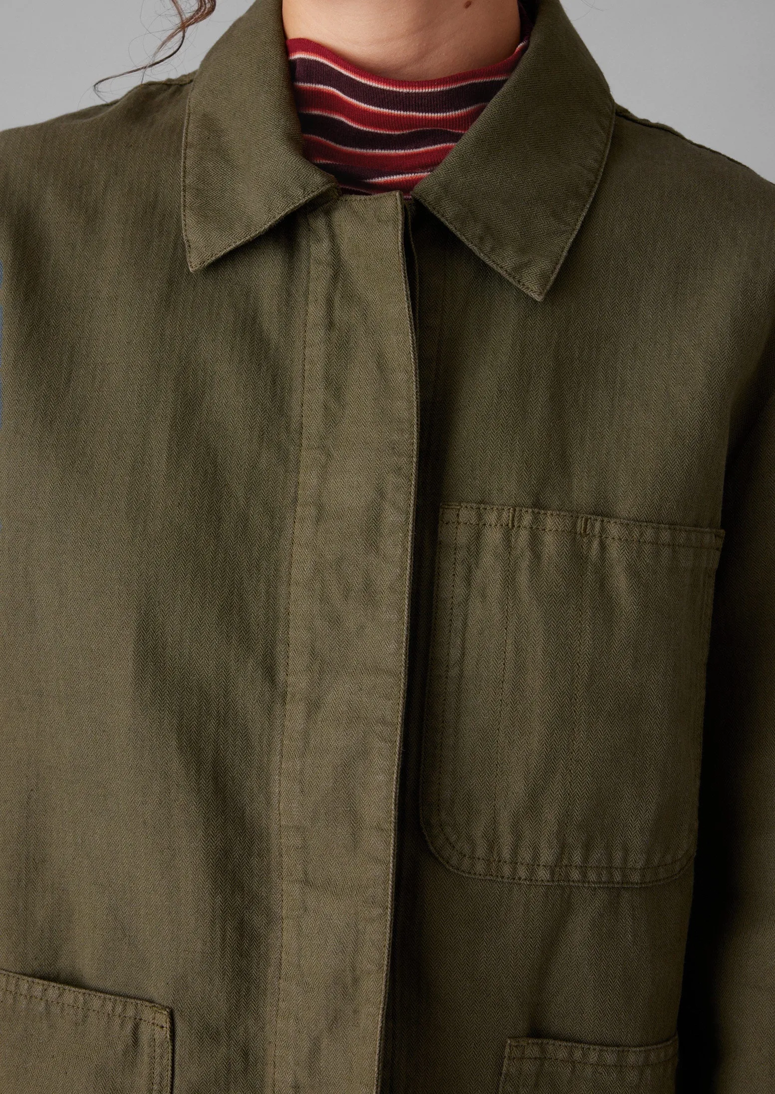 Cotton Linen Herringbone Jacket | Sap Green sold by TOAST product image thumbnail 5