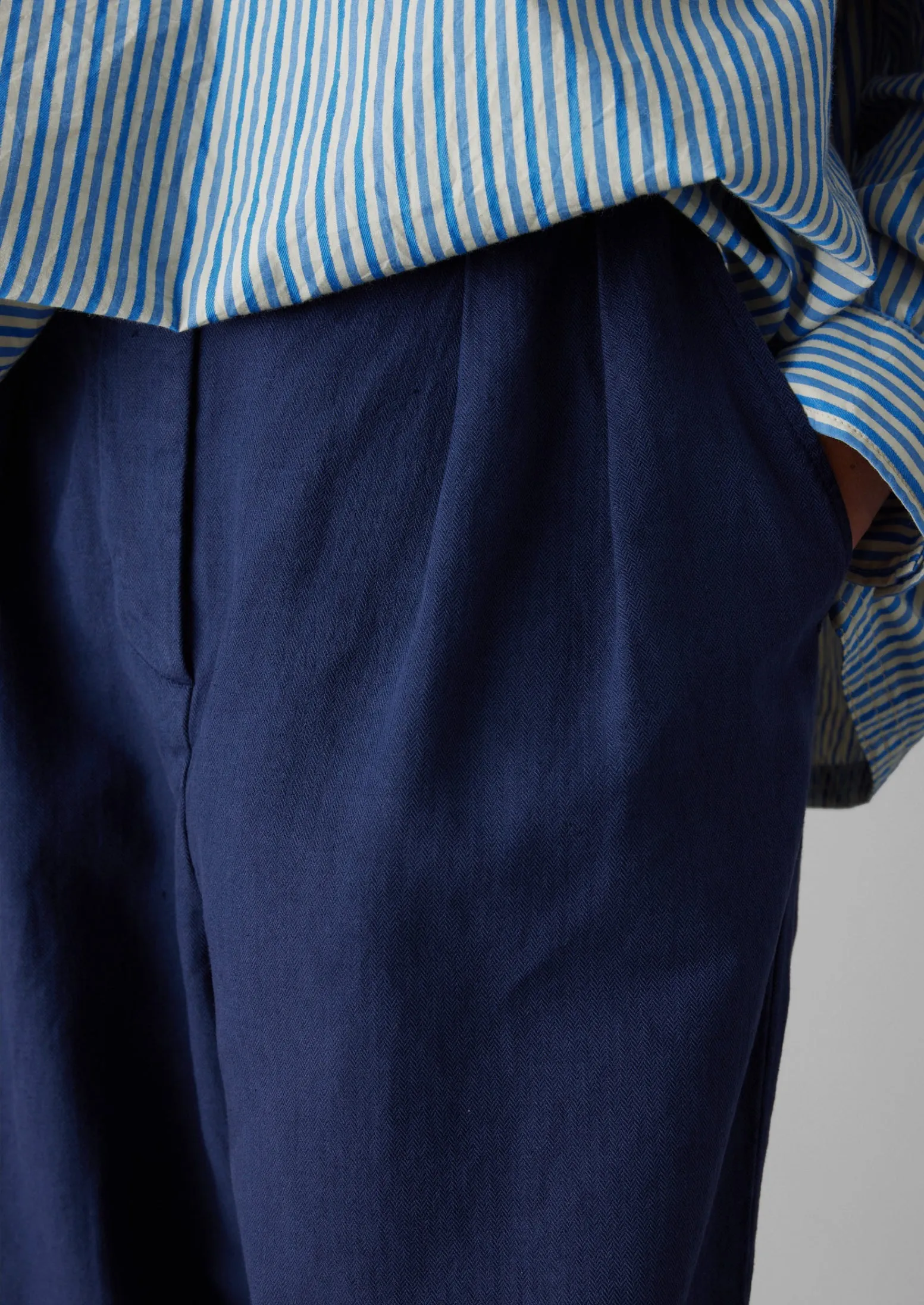 Cotton Linen Herringbone Trousers | Maize Blue sold by TOAST product image thumbnail 4