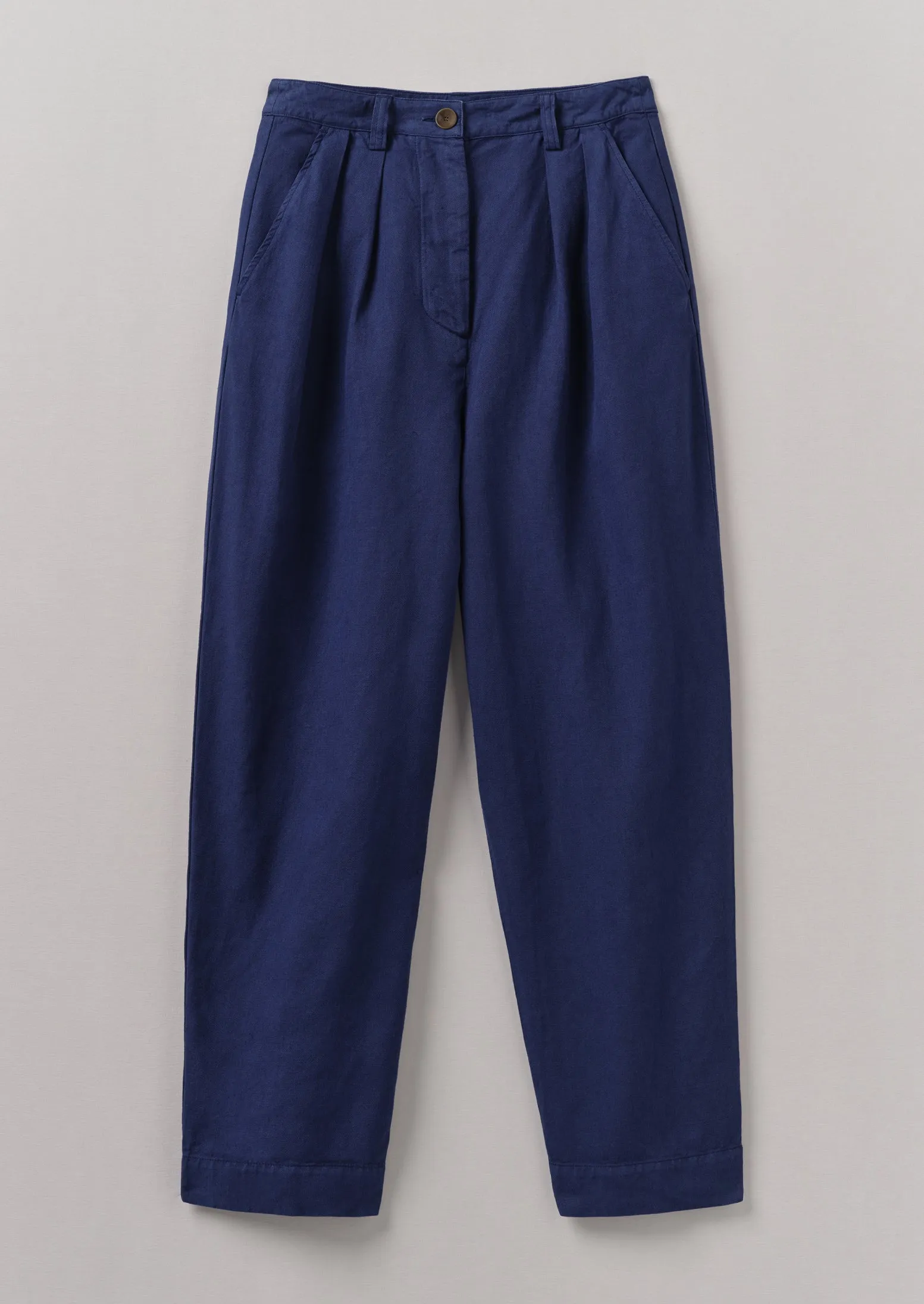 Cotton Linen Herringbone Trousers | Maize Blue sold by TOAST