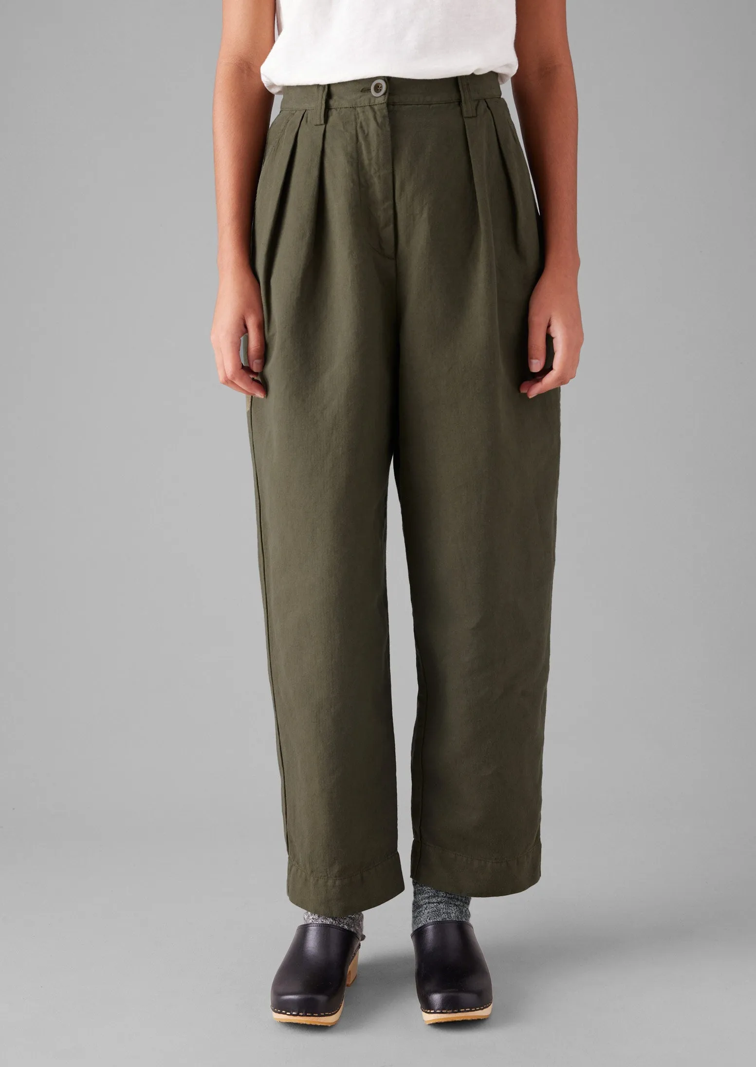 Cotton Linen Herringbone Trousers | Sap Green sold by TOAST product image thumbnail 2