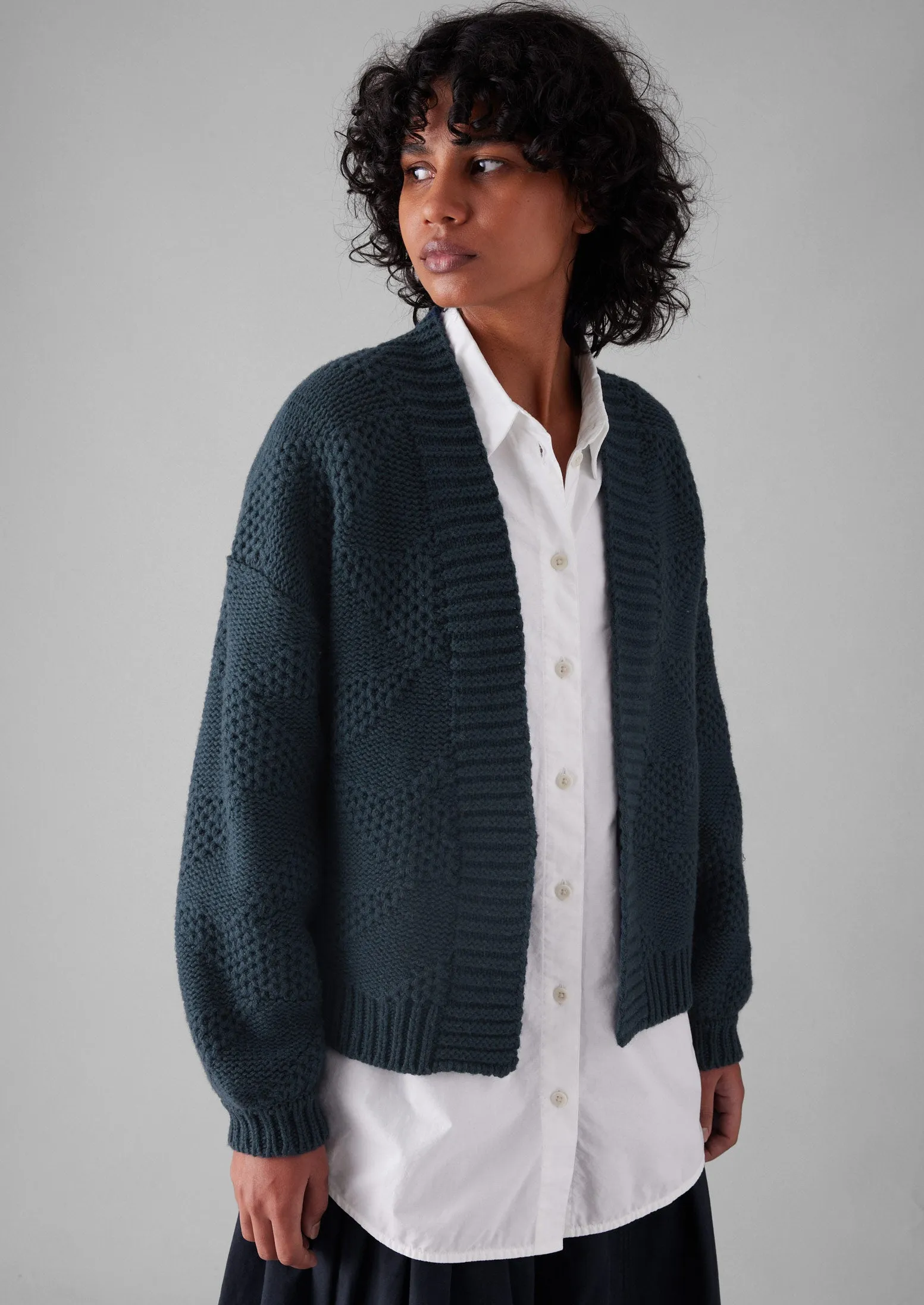 Tessellated Textured Easy Cardigan | Darkest Navy sold by TOAST product image thumbnail 4