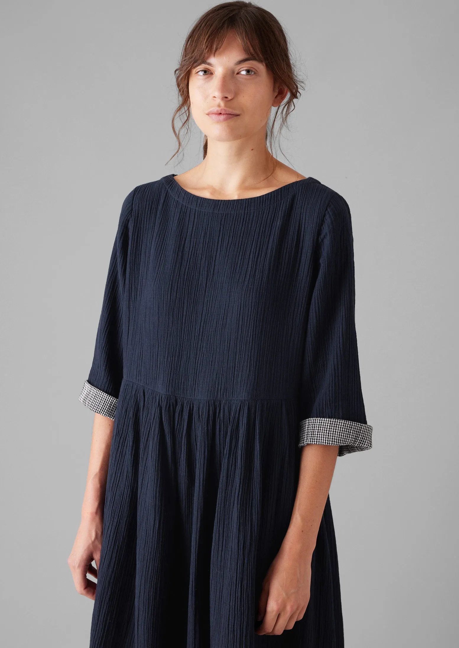 Freya Crinkle Cotton Dress | Indigo Blue sold by TOAST product image thumbnail 3