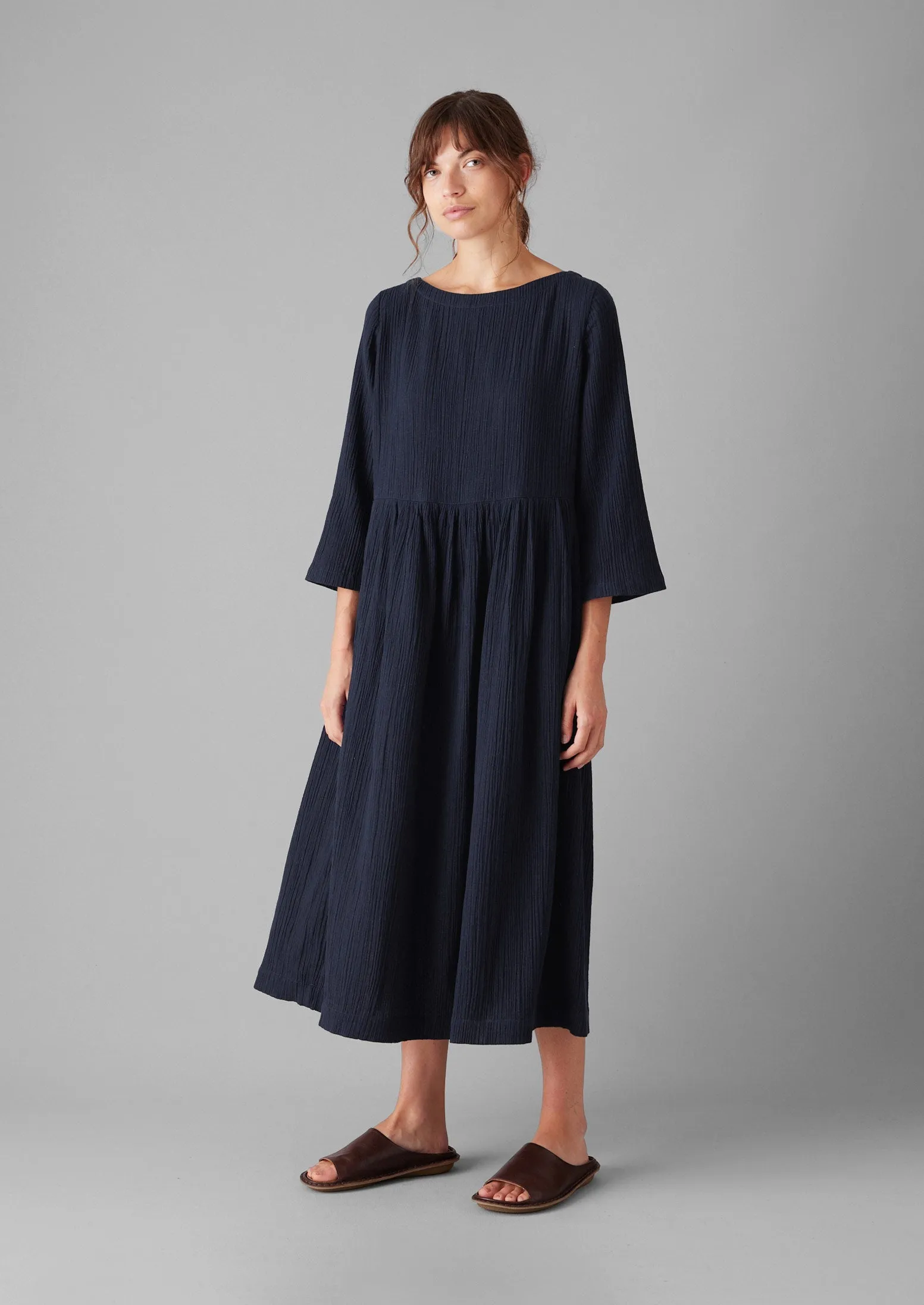 Freya Crinkle Cotton Dress | Indigo Blue sold by TOAST product image thumbnail 4
