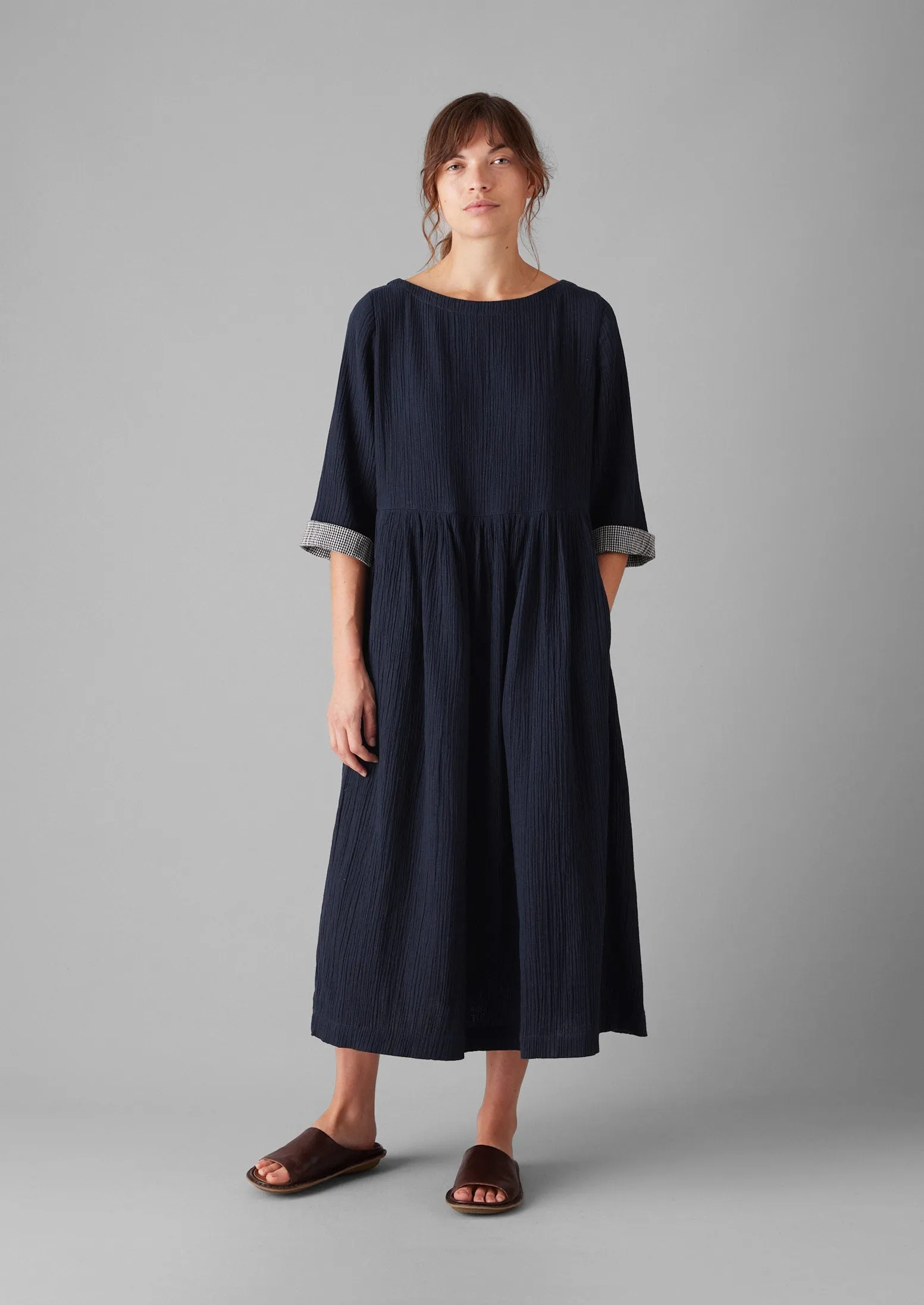Freya Crinkle Cotton Dress | Indigo Blue sold by TOAST product image thumbnail 2