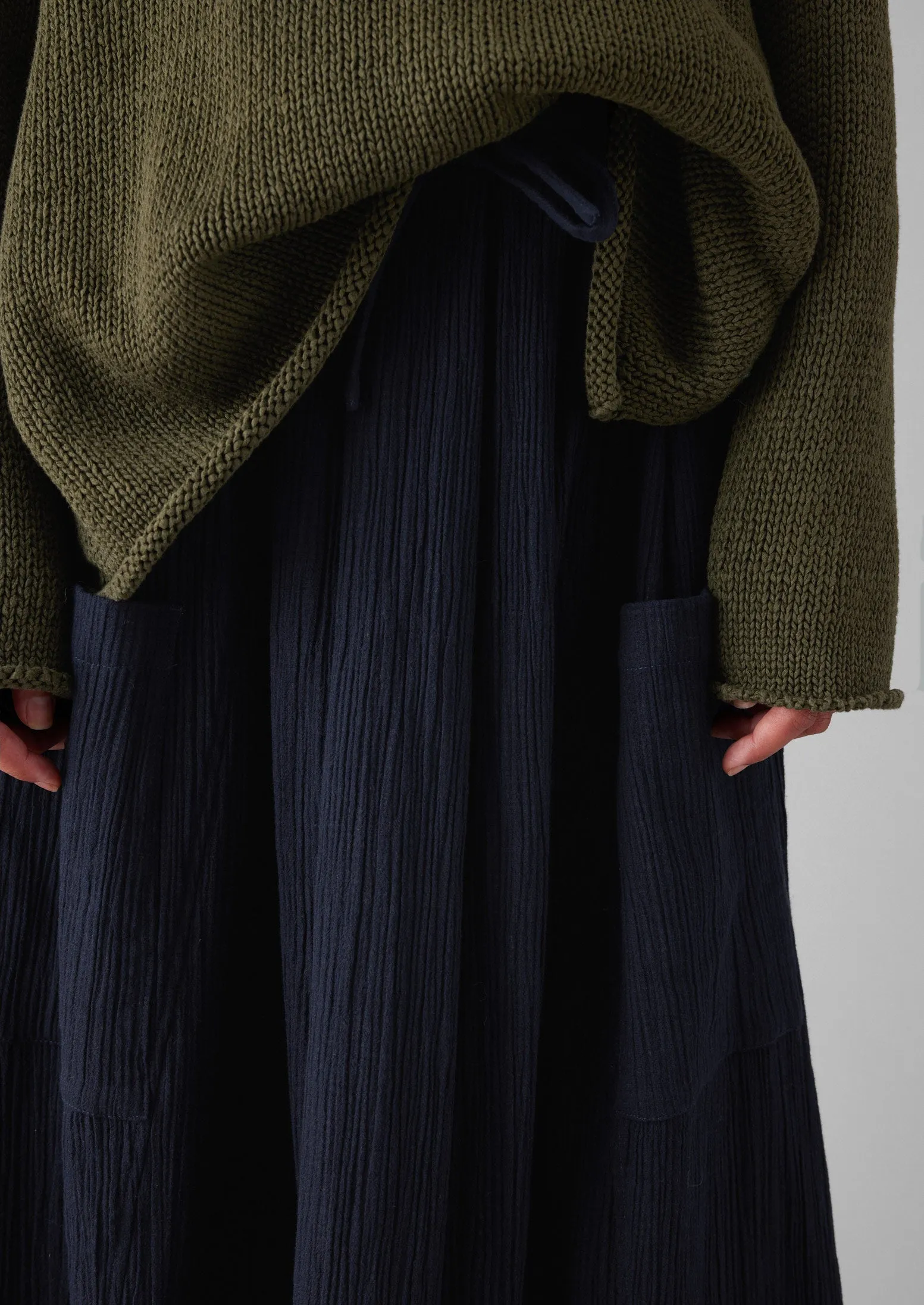 Crinkle Cotton Patch Pocket Skirt | Indigo sold by TOAST product image thumbnail 4