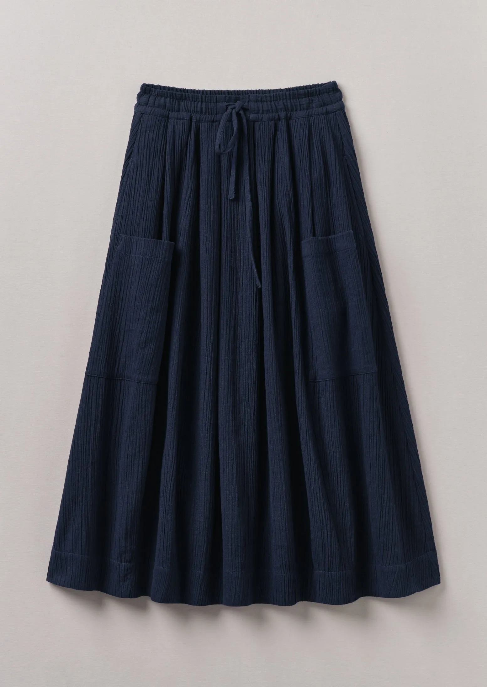 Crinkle Cotton Patch Pocket Skirt | Indigo sold by TOAST