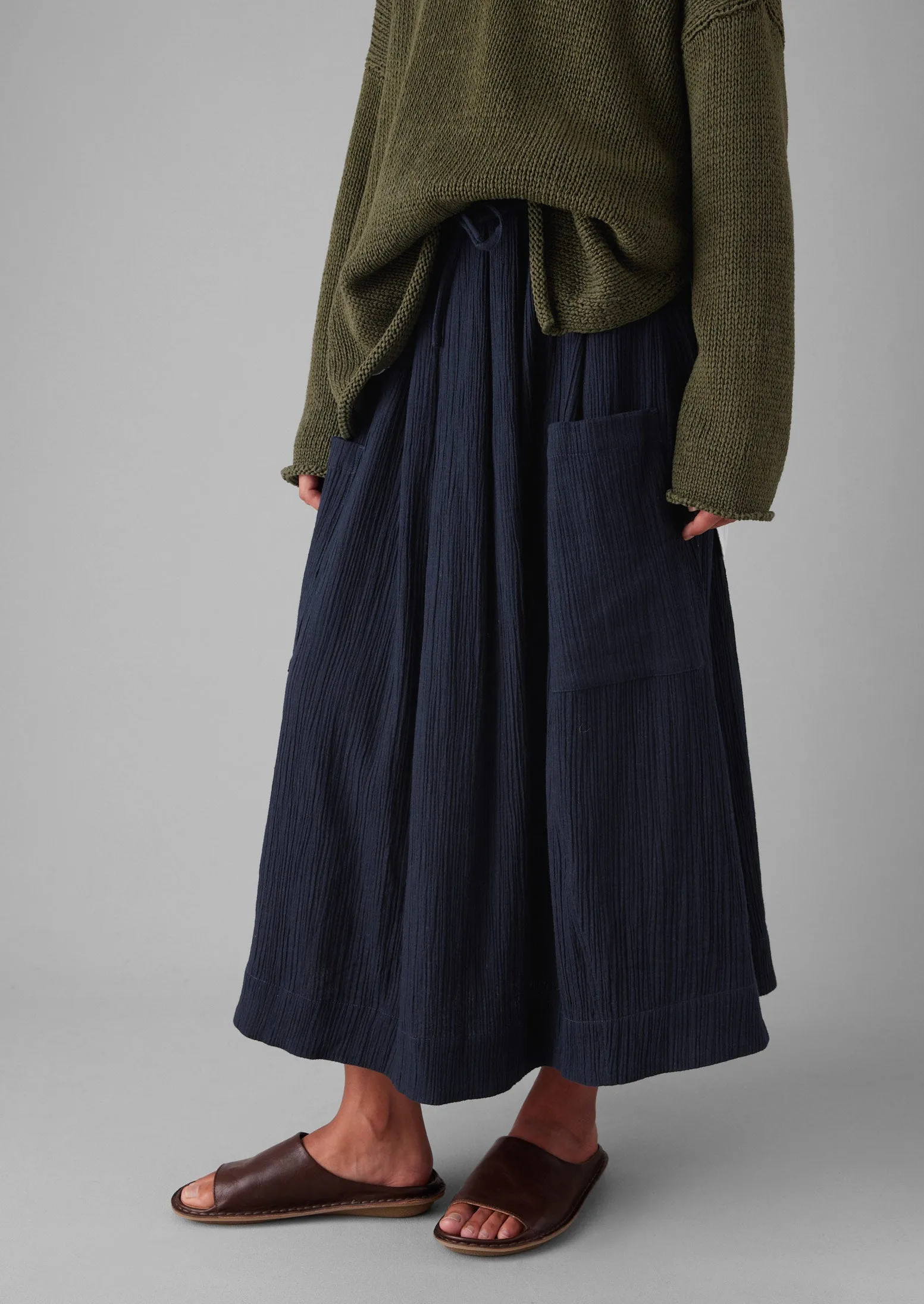 Crinkle Cotton Patch Pocket Skirt | Indigo sold by TOAST product image thumbnail 2