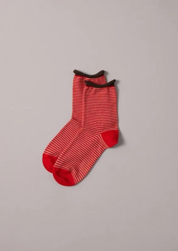 Stripe Cotton Cashmere Socks | Red/Cashew sold by TOAST