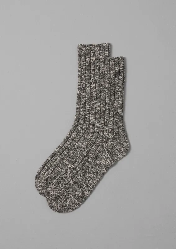 Rib Cotton Slub Socks | Granite sold by TOAST