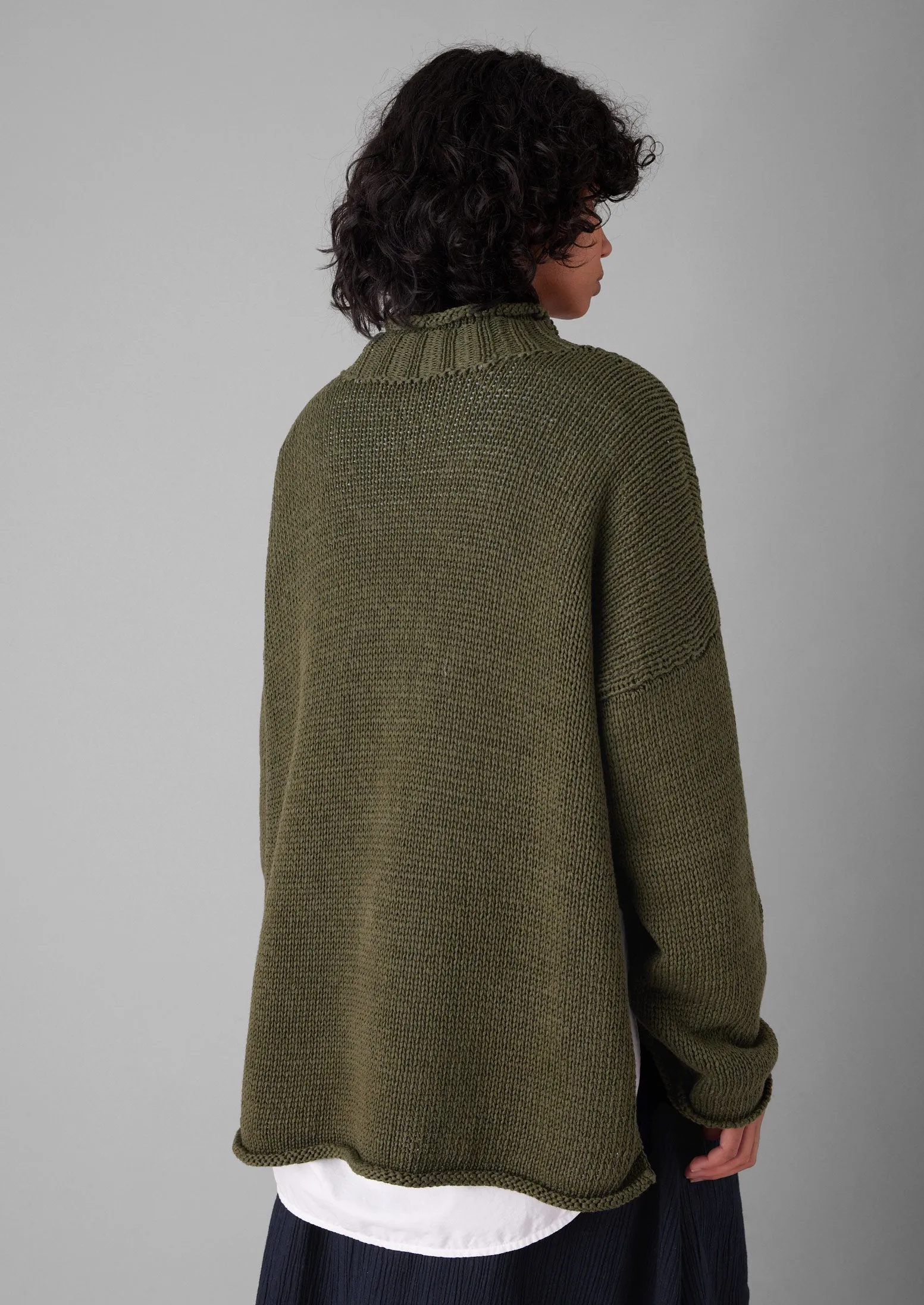 Textured Cotton Easy Sweater | Darkest Olive sold by TOAST product image thumbnail 5
