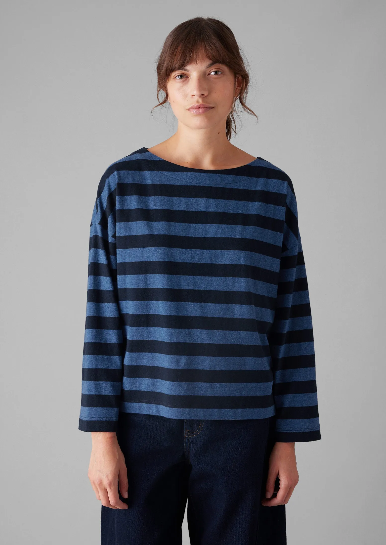 Pinwheel Stripe High Neck Tee | Double Blue sold by TOAST product image thumbnail 4