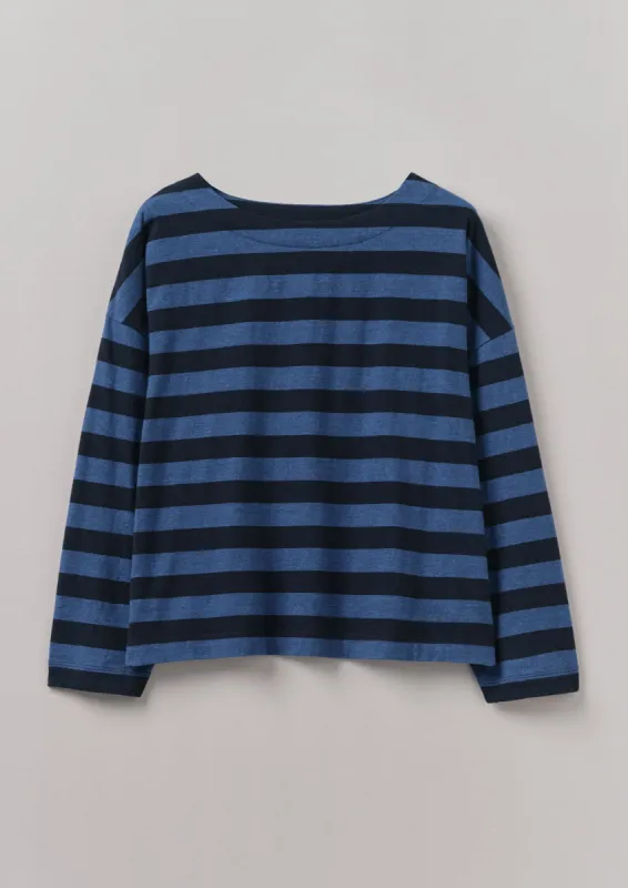 Pinwheel Stripe High Neck Tee | Double Blue sold by TOAST