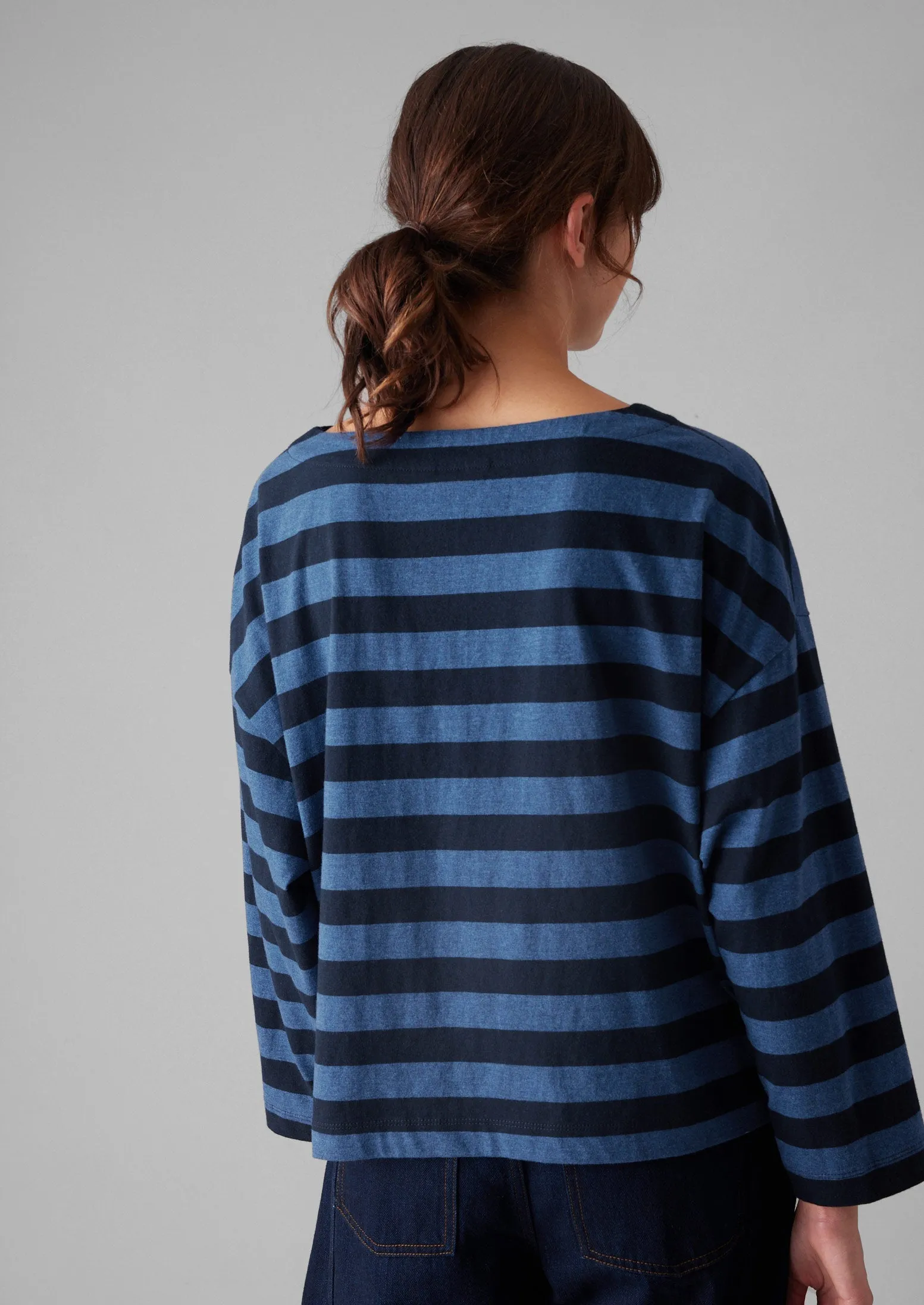 Pinwheel Stripe High Neck Tee | Double Blue sold by TOAST product image thumbnail 5