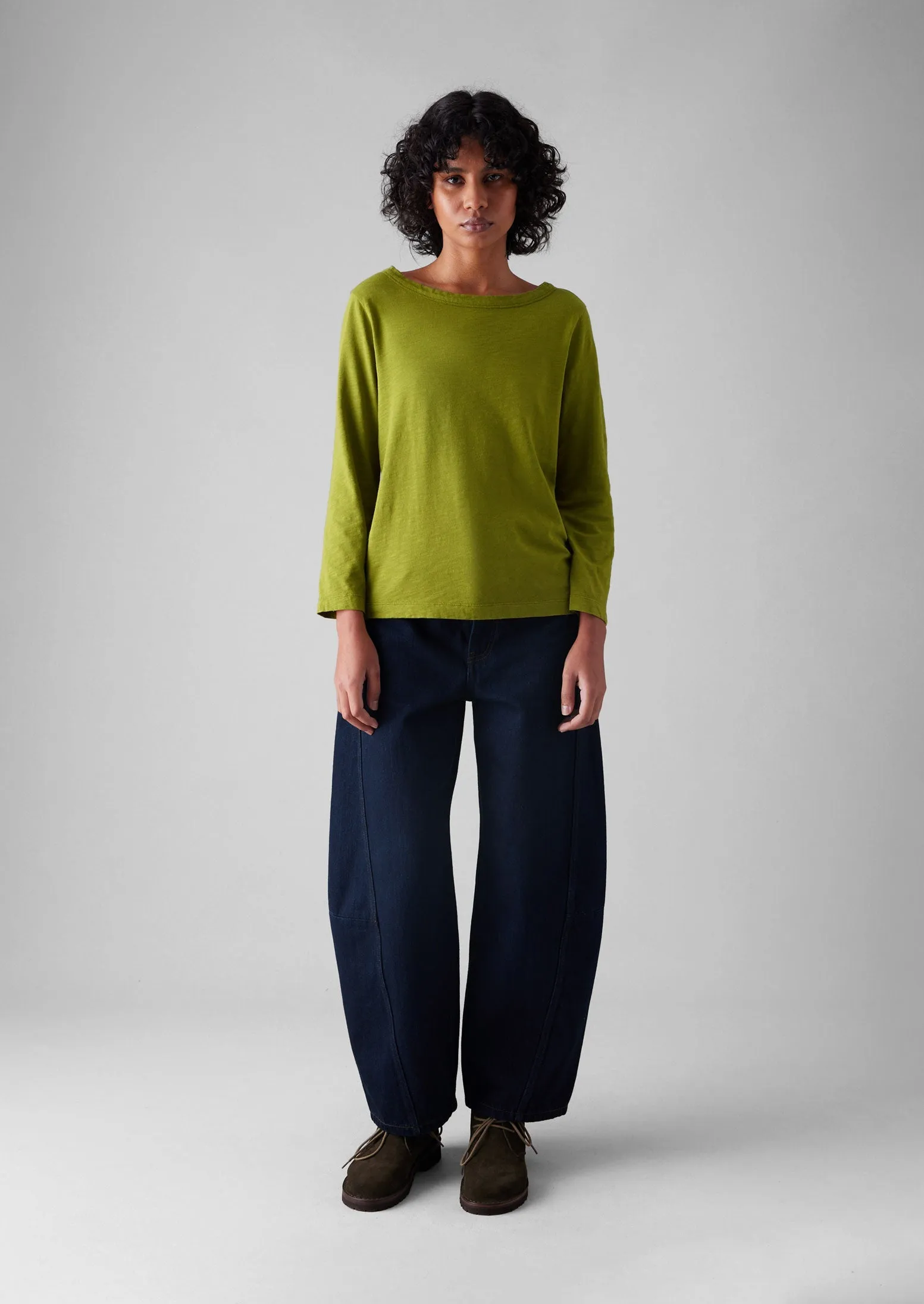 Lia Garment Dyed Boat Neck Tee | Pea Shoot sold by TOAST product image thumbnail 2