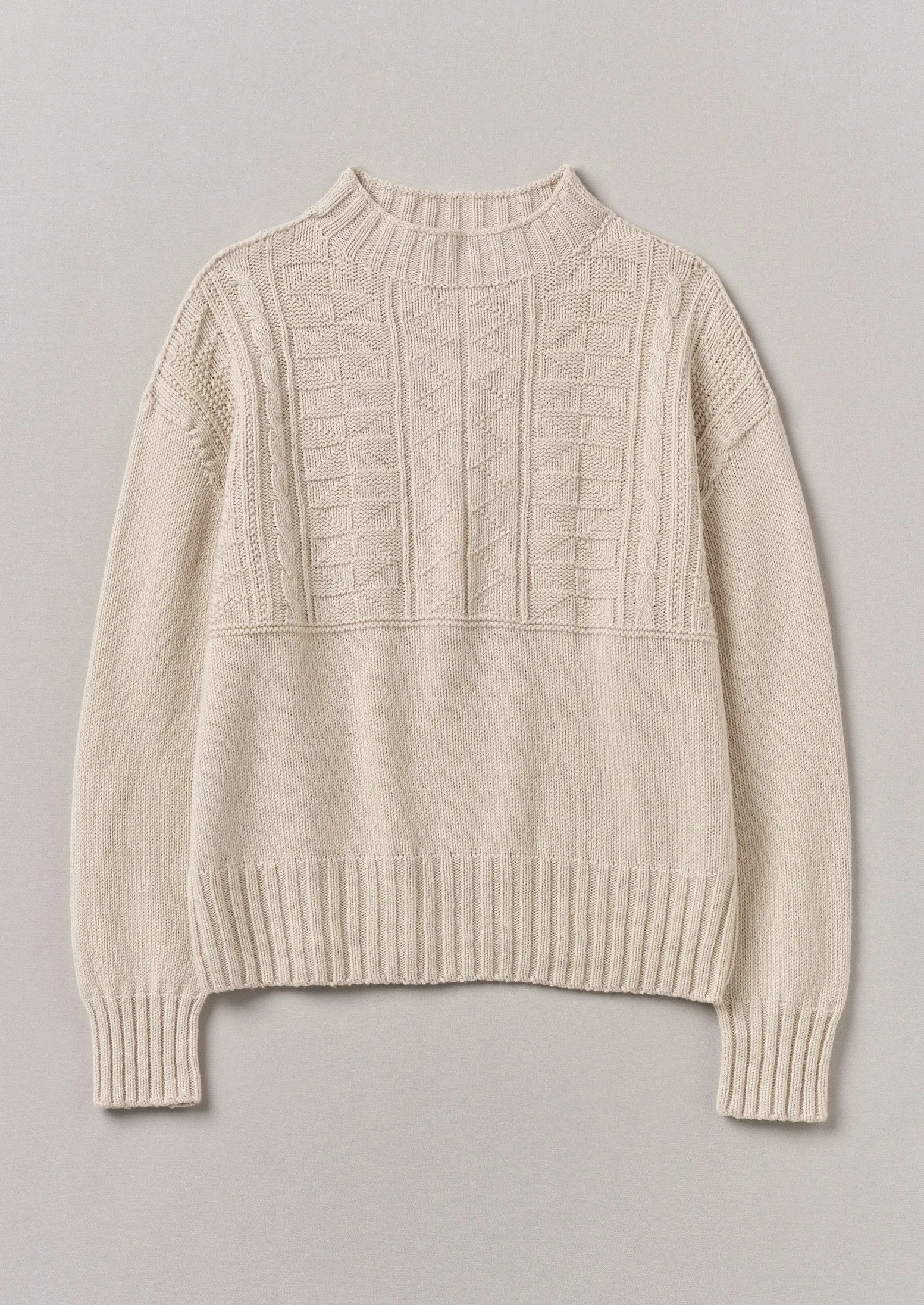 Geo Wool Cotton Gansey Sweater | Bone sold by TOAST
