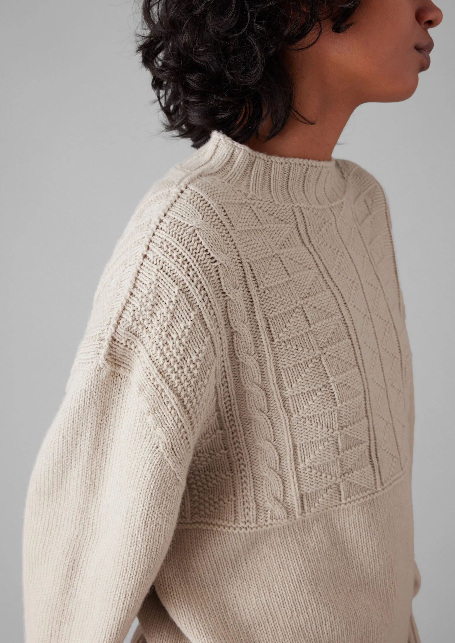 Geo Wool Cotton Gansey Sweater | Bone sold by TOAST product image thumbnail 5