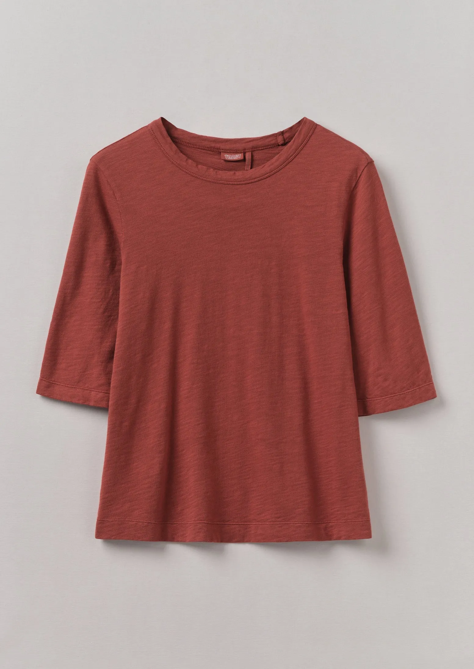 Cleo Garment Dyed Organic Cotton Tee | Braeburn Red sold by TOAST