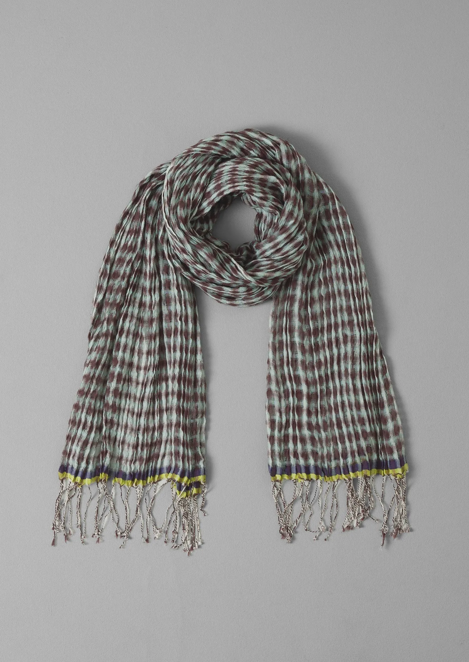 Pinwheel Gingham Cotton Scarf | Ecru/Brown Ochre sold by TOAST