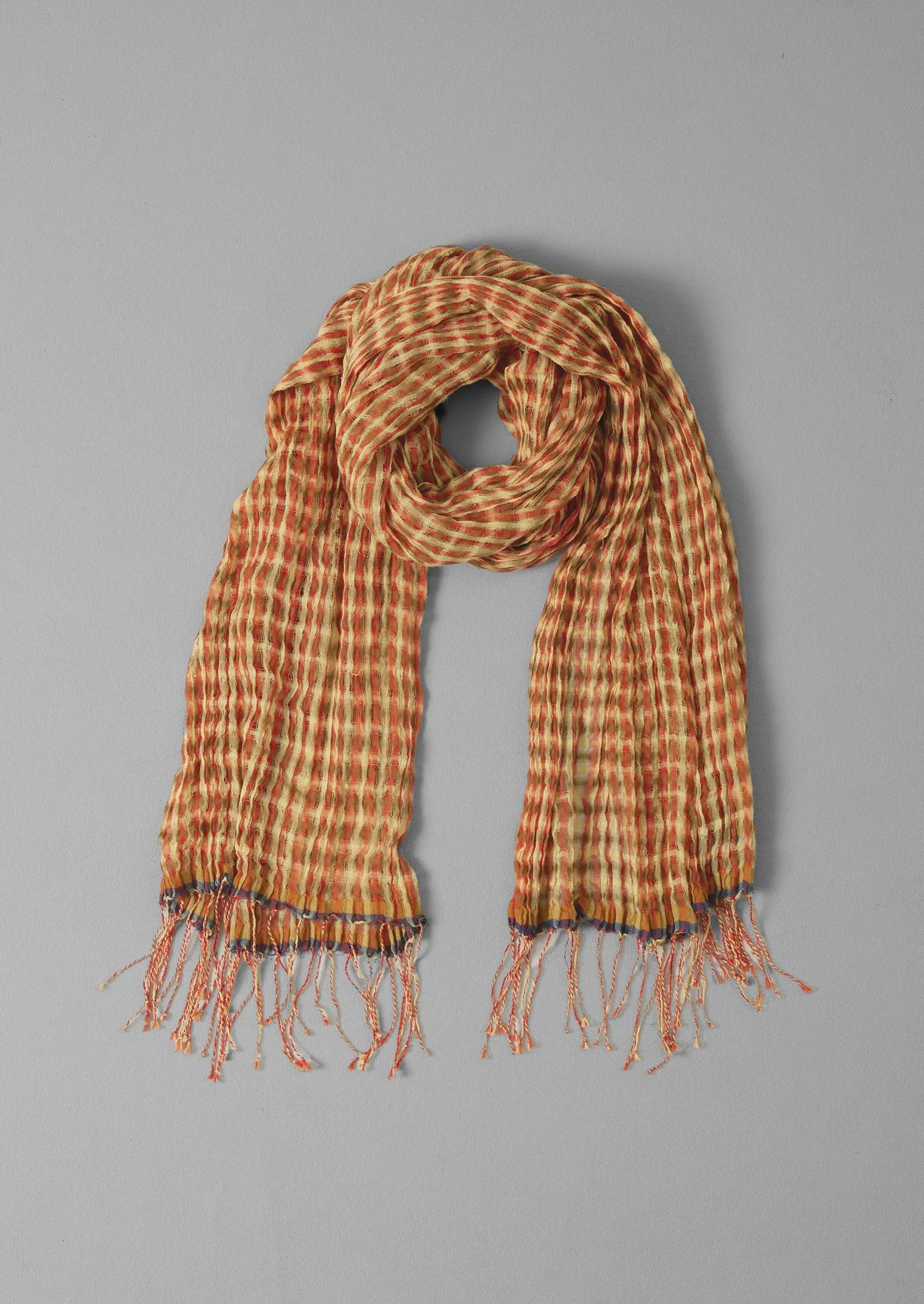 Pinwheel Gingham Cotton Scarf | Narcissus Yellow /Poppy Orange sold by TOAST