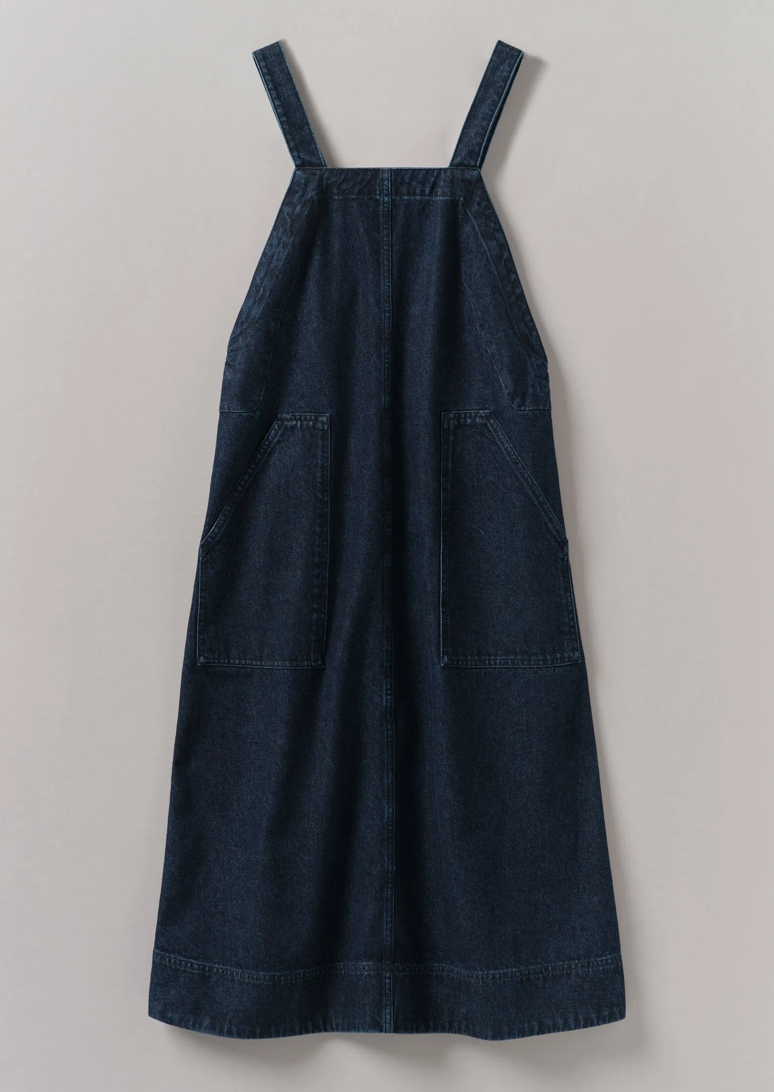 Patch Pocket Denim Dungaree Dress | Indigo sold by TOAST