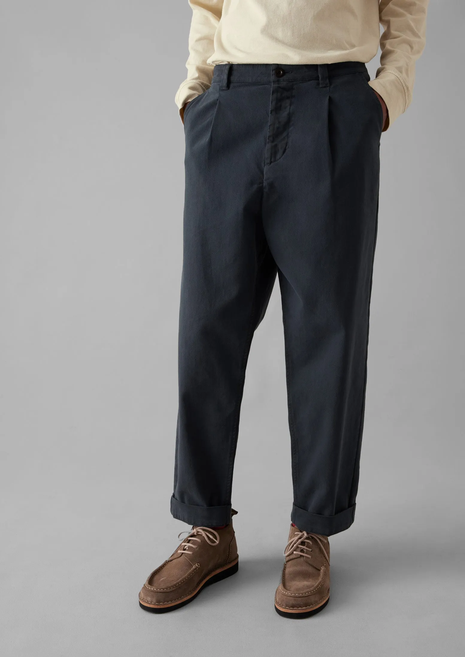 Otto Cotton Pleat Trousers | Charcoal sold by TOAST product image thumbnail 2