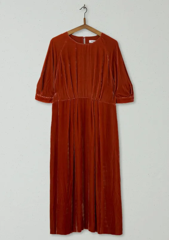 Reworn Silk Velvet Dress Size 16 (639) | Orange sold by TOAST