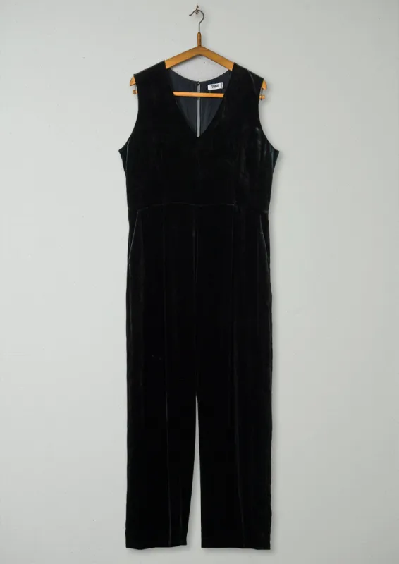 Reworn Silk Velvet Jumpsuit Size 14 (411) | Black sold by TOAST