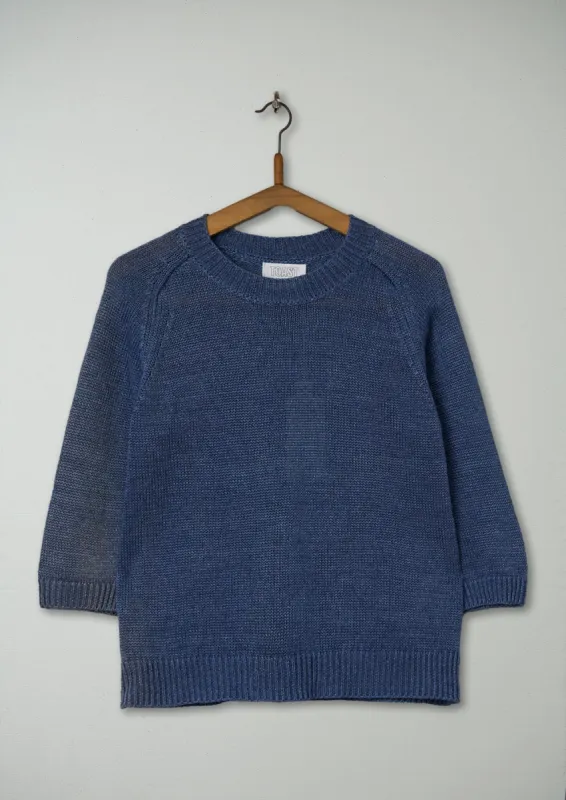 Reworn Cropped Sleeve Sweater Size M (233) | Denim Blue made by TOAST