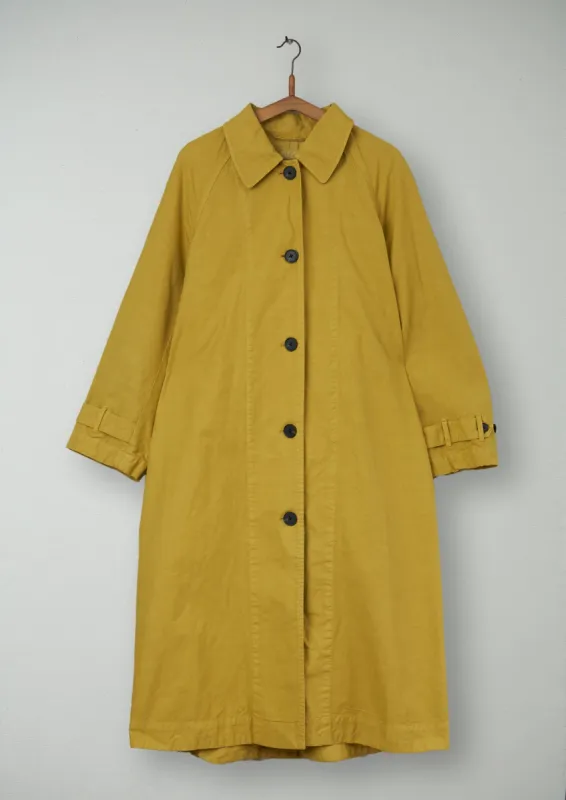 Reworn Cotton Linen Canvas Coat Size 12 (032) | Olive Oil sold by TOAST