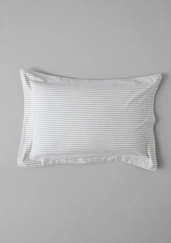 Organic Cotton Ticking Stripe Oxford Pillowcase | Ecru/Graphite sold by TOAST