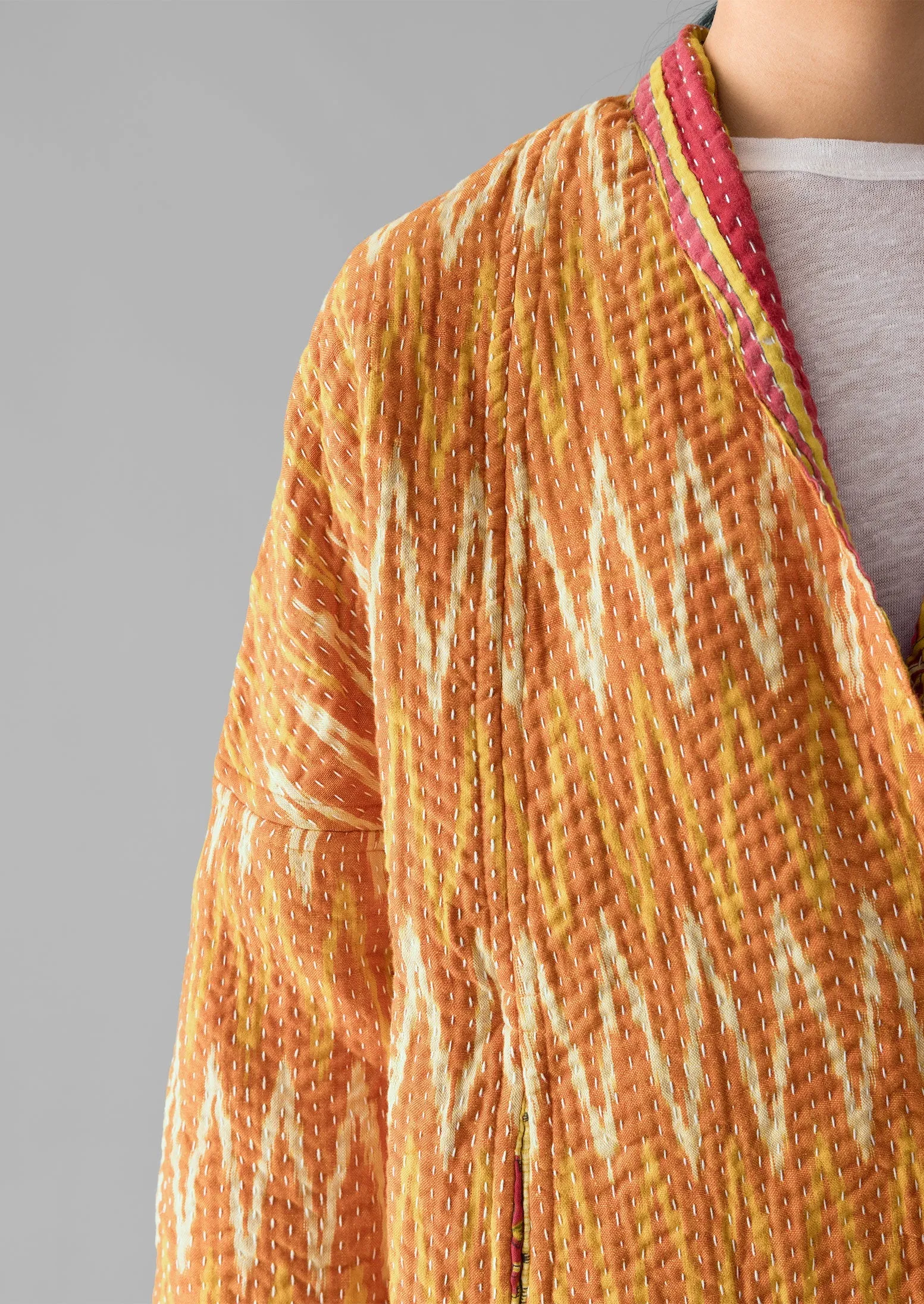 Repurposed Ikat Kantha Jacket | Yellows sold by TOAST product image thumbnail 4