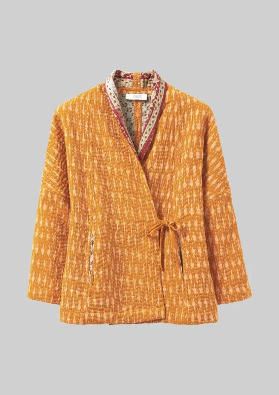 Repurposed Ikat Kantha Jacket | Yellows sold by TOAST