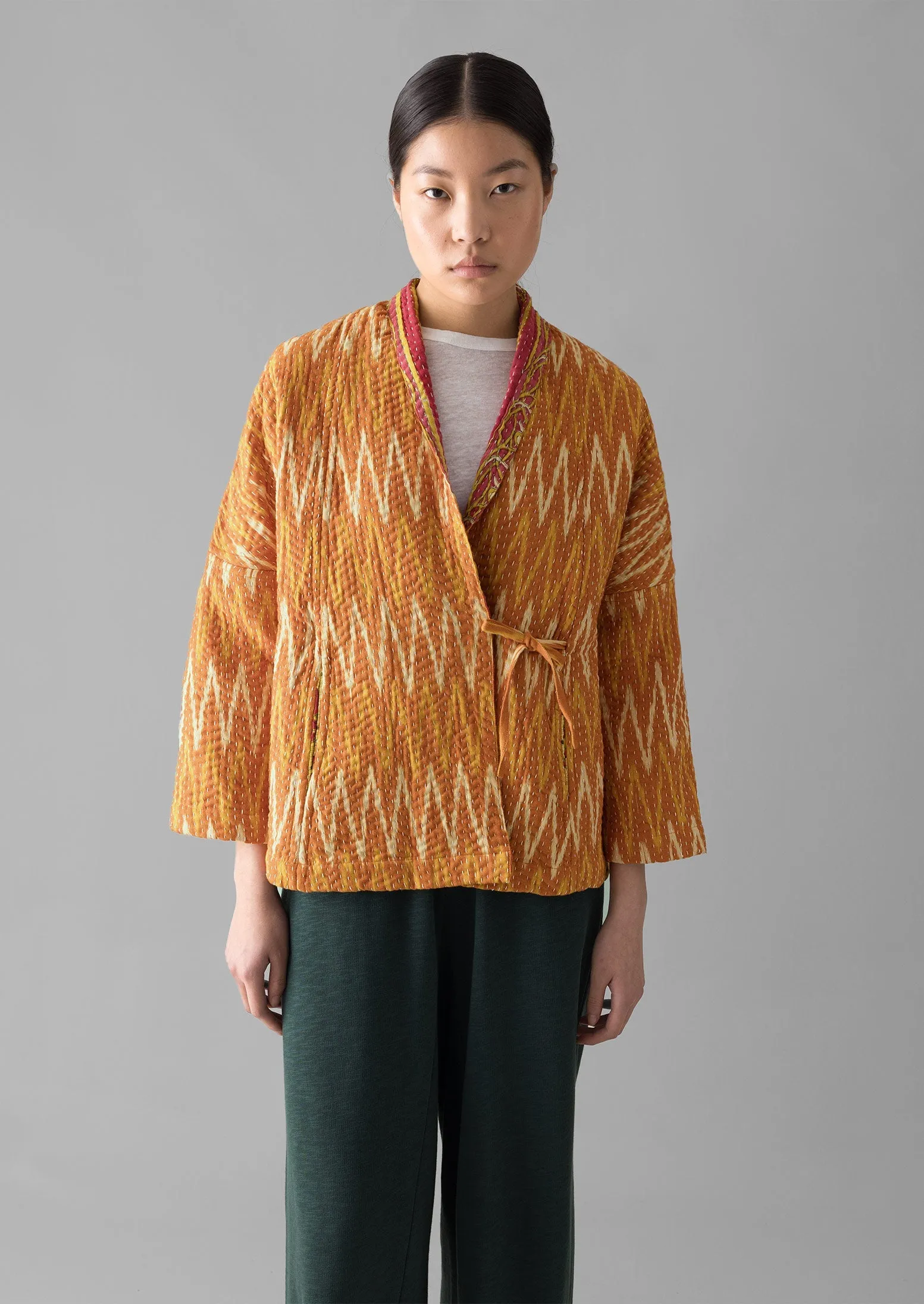 Repurposed Ikat Kantha Jacket | Yellows sold by TOAST product image thumbnail 3