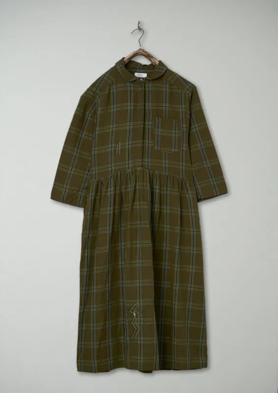Renewed Check Twill Shirt Dress Size 10 (101) | Green sold by TOAST