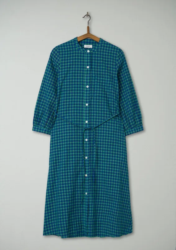 Reworn Check Cotton Dress Size 8 (647) | Blue Green sold by TOAST