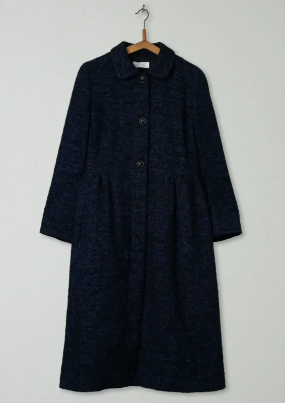 Reworn Wool Linen Tweed Coat Size 6 (047) | Indigo sold by TOAST