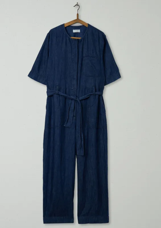 Reworn Hemp Cotton Jumpsuit Size 14 (438) | Indigo sold by TOAST