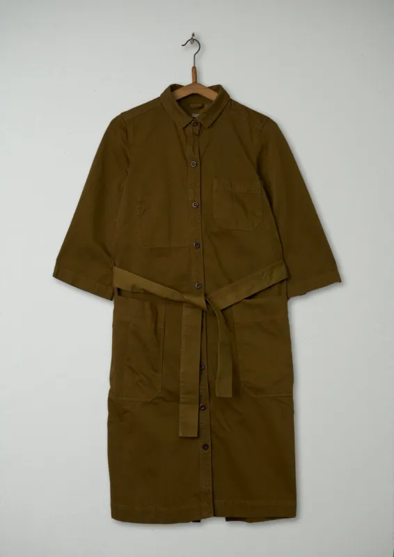 Reworn Cotton Sateen Shirt Dress Size 6 (665) | Dull Gold sold by TOAST